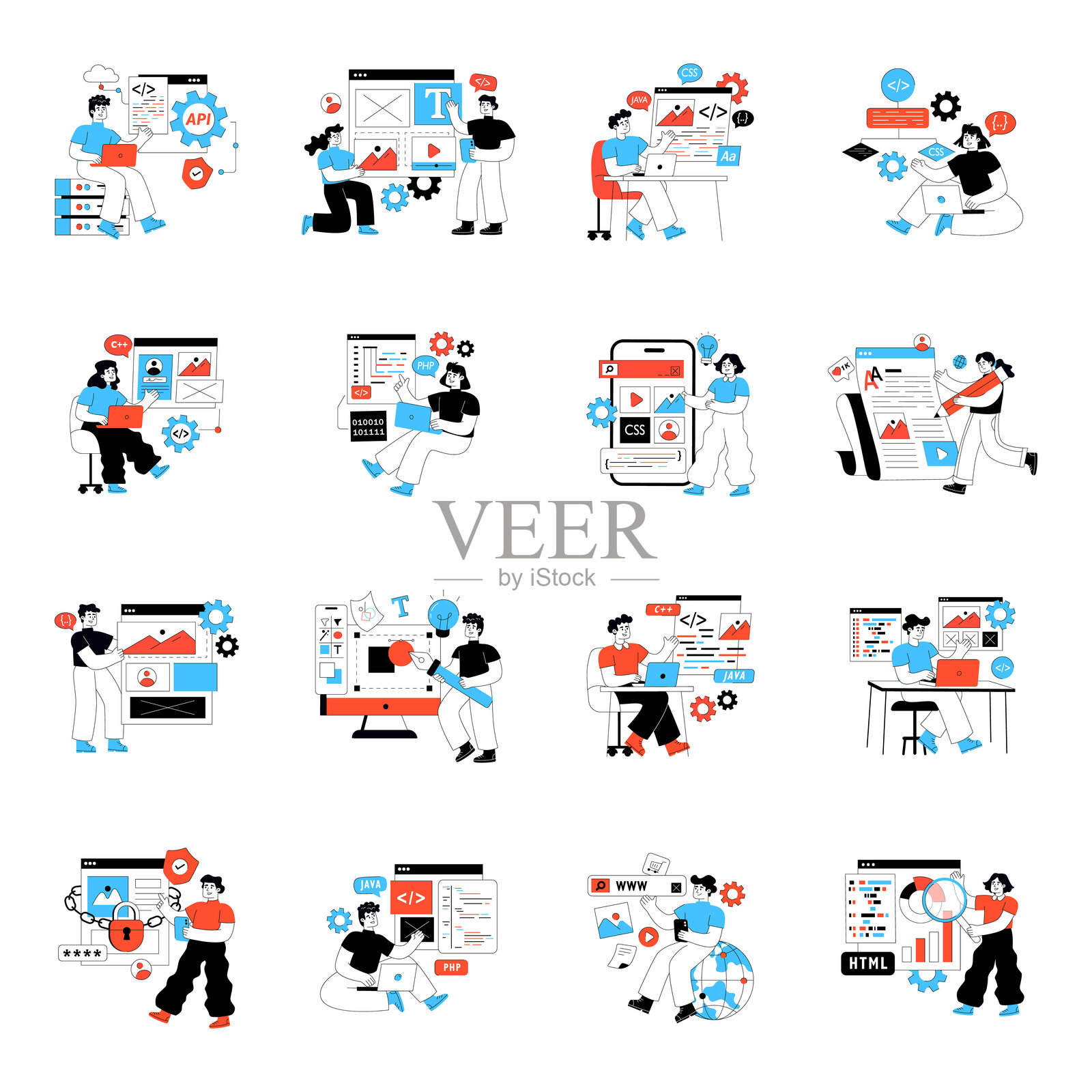 网页设计扁平化插画集插画图片素材