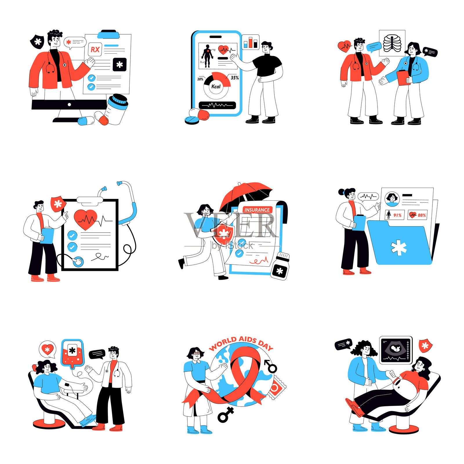 医疗扁平化插画集插画图片素材