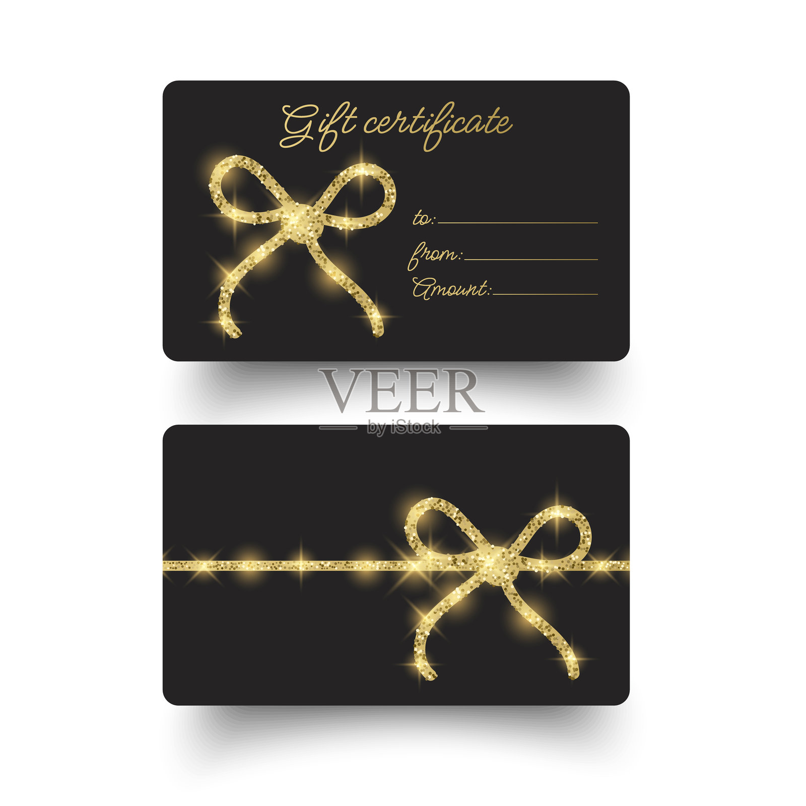 金色闪光效果的优雅礼品券或礼品卡插画图片素材