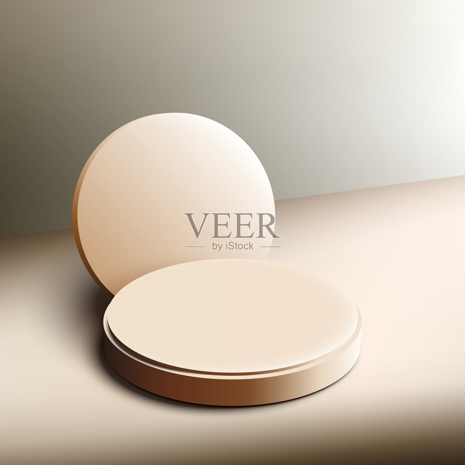 柔和桃色渐变墙背景下的极简3D球体模型展示台，用于现代展厅风格的产品展示和品牌推广。插画图片素材