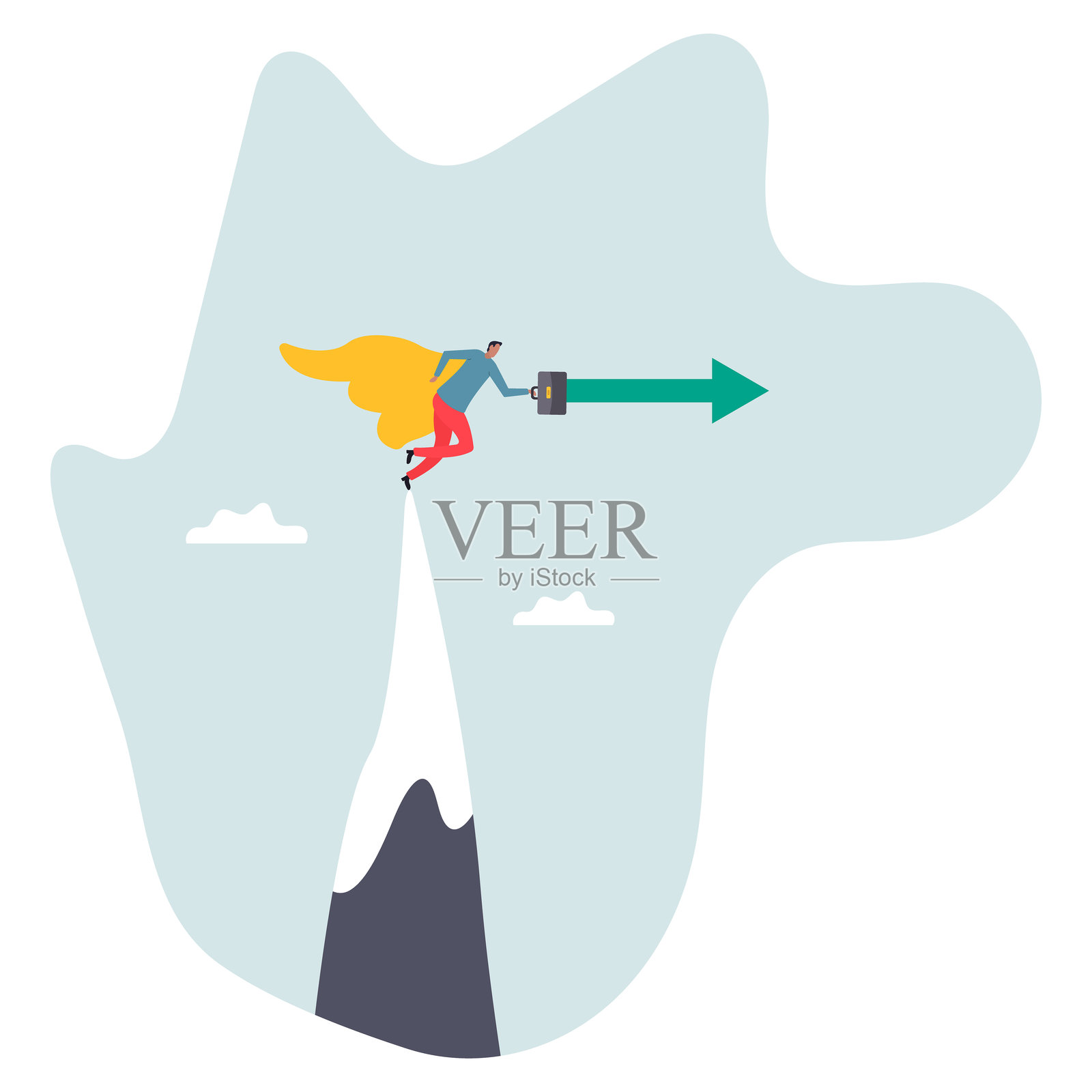 追求成功、激励或实现目标、胜利或事业发展的抱负，关乎一个男人的人生。插画图片素材