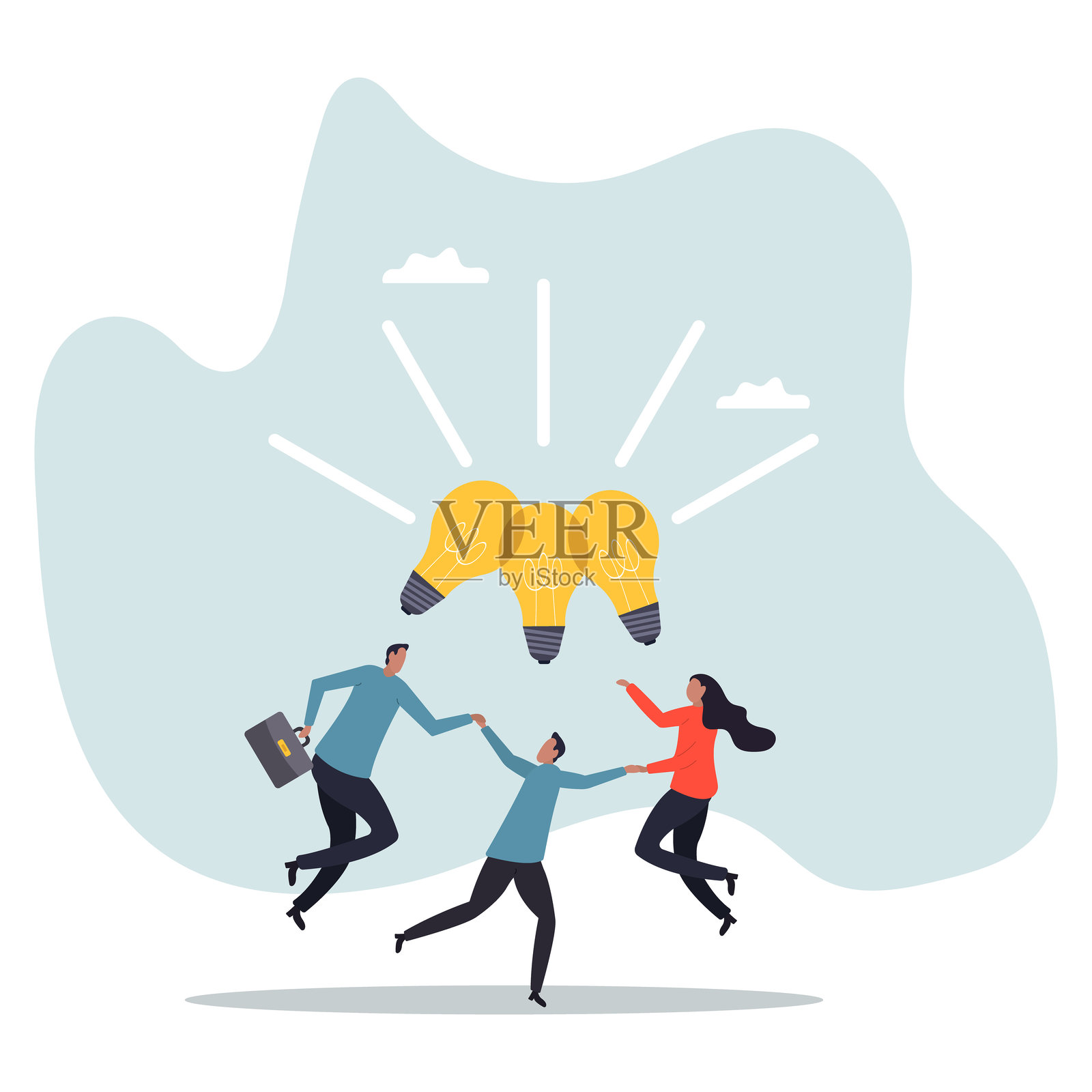 分享商业想法、合作会议、知识分享、团队合作或人们思考相同想法。关于一个男人和他的人生。插画图片素材
