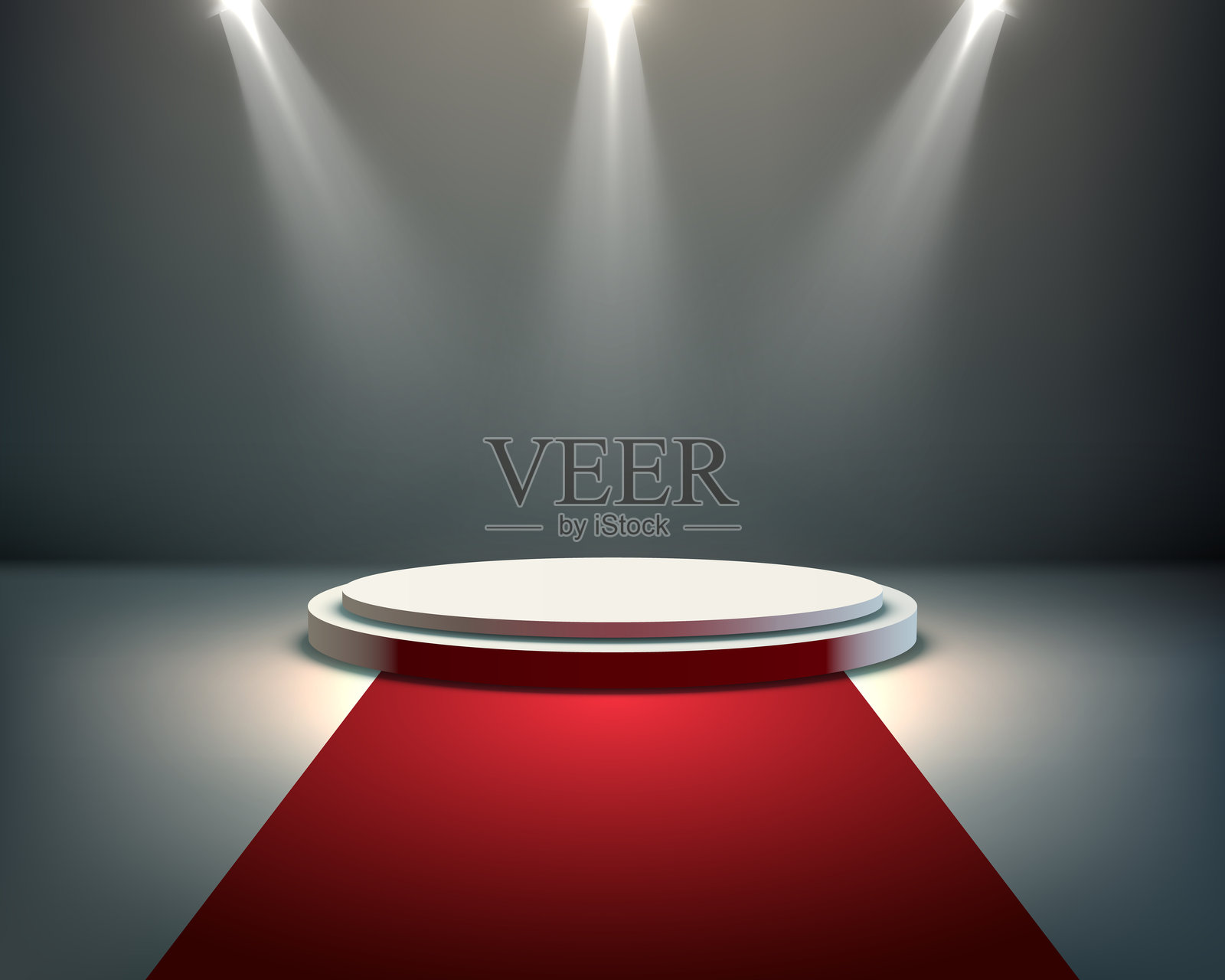 舞台聚光灯 颁奖领奖台 红毯 照亮的背景 迷人的展示 室内设计 仪式模板 用于活动和庆祝 成功场景插画图片素材