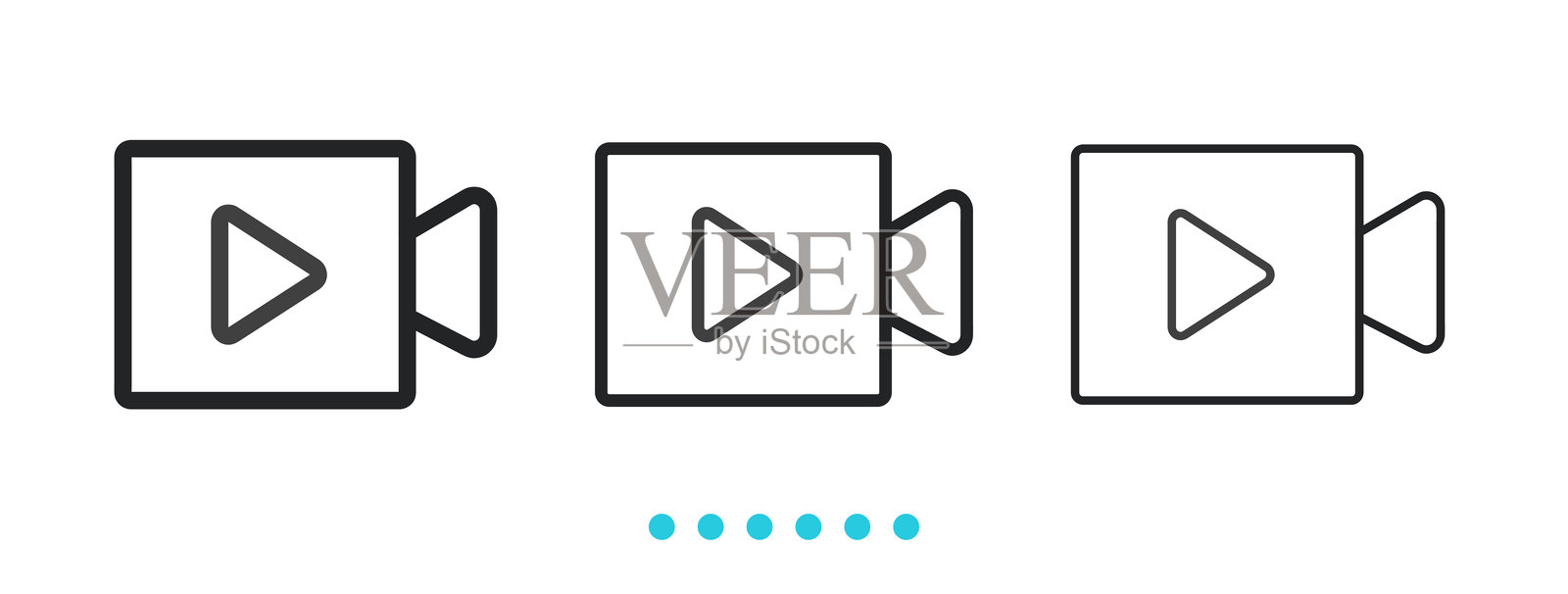 视频播放器图标。细麻线图标矢量图。插画图片素材