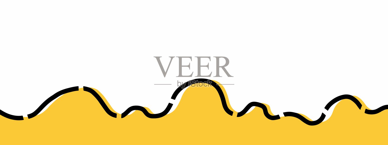 黄色和黑色曲线虚线横幅背景。设计横幅模板插画图片素材