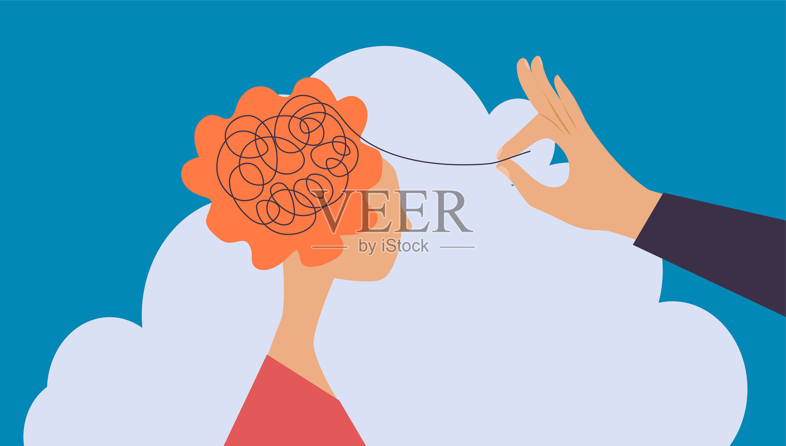 心理治疗或心理学概念插画图片素材