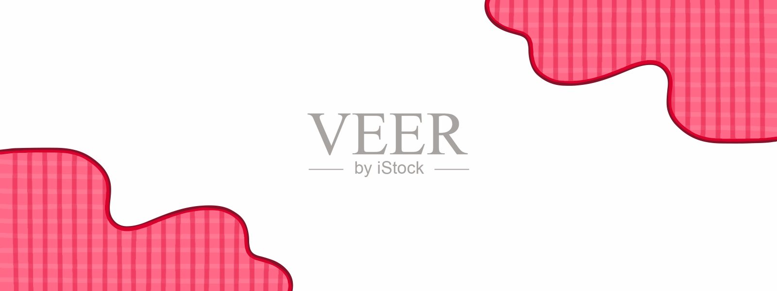 粉色格子布边角矢量插画。格子纺织品，格子花纹，格子边框，角度，矩形，对称插画图片素材