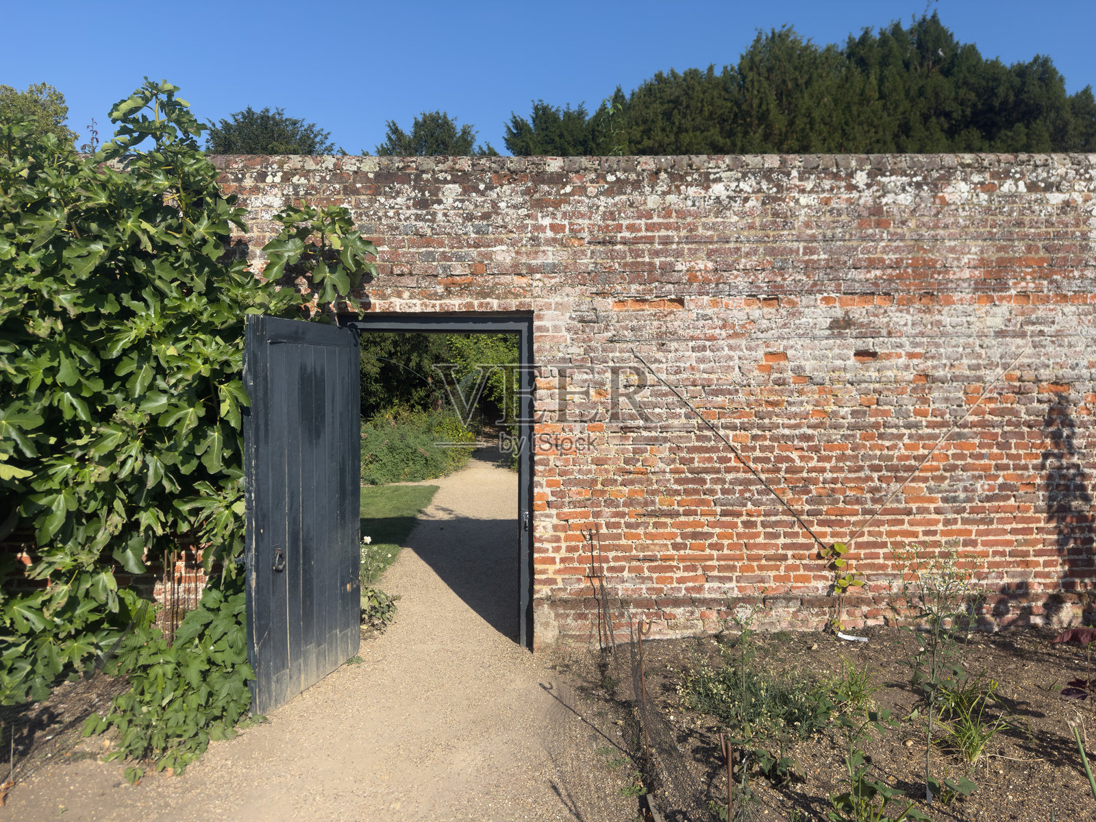 英国维多利亚风格的传统围墙式厨房花园入口照片摄影图片