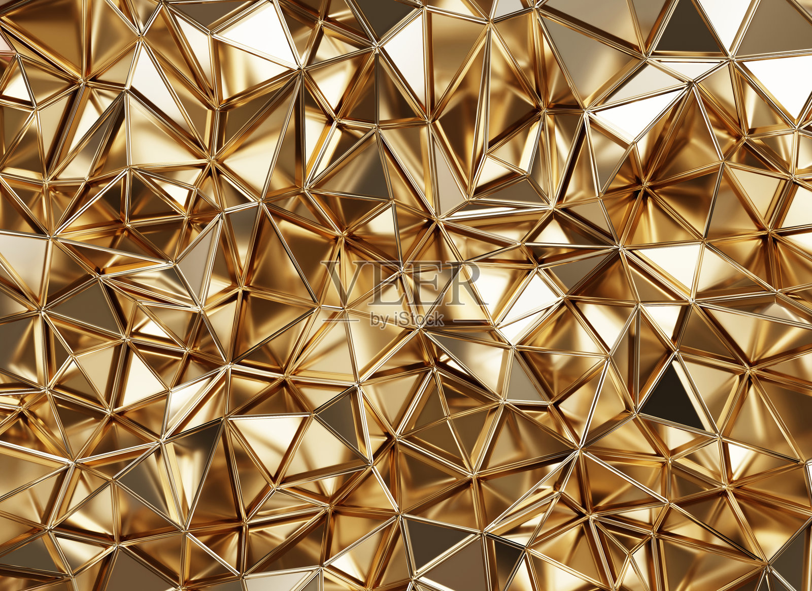 抽象金色网格多边形纹理背景 3D渲染照片摄影图片
