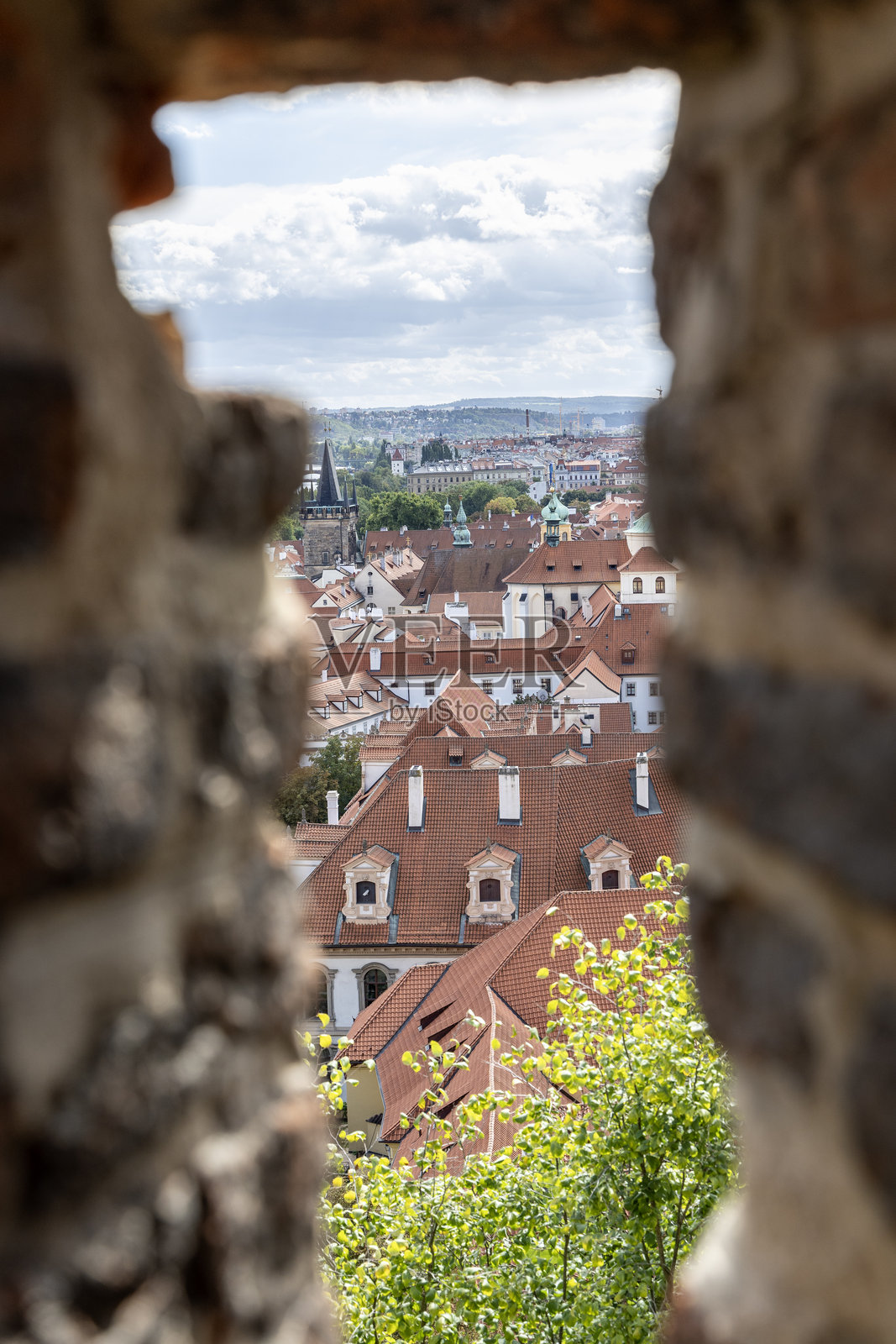 布拉格城市景观。从上方俯瞰城市。捷克共和国布拉格。照片摄影图片
