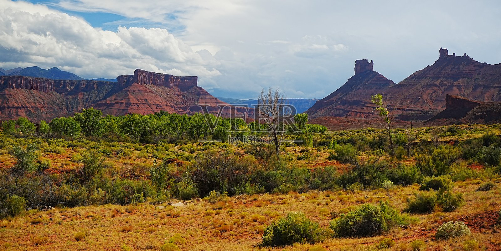 菲舍尔塔、教授谷、拉萨尔山以及犹他州摩押附近的科罗拉多河。死亡马州立公园犹他州照片摄影图片