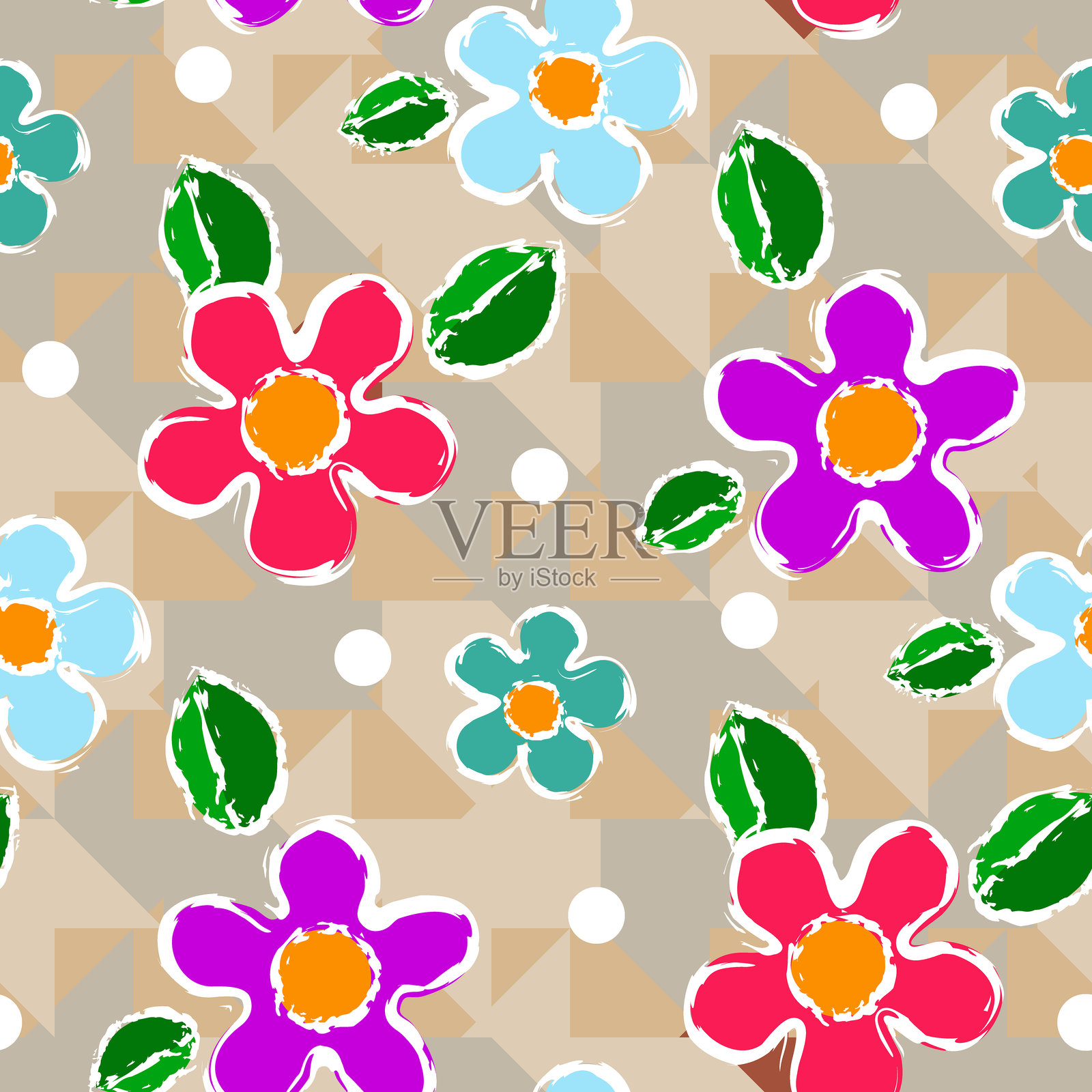 抽象背景上的矢量装饰元素无缝图案。插画图片素材