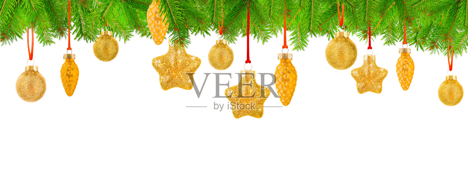 圣诞金色装饰挂件横幅照片摄影图片