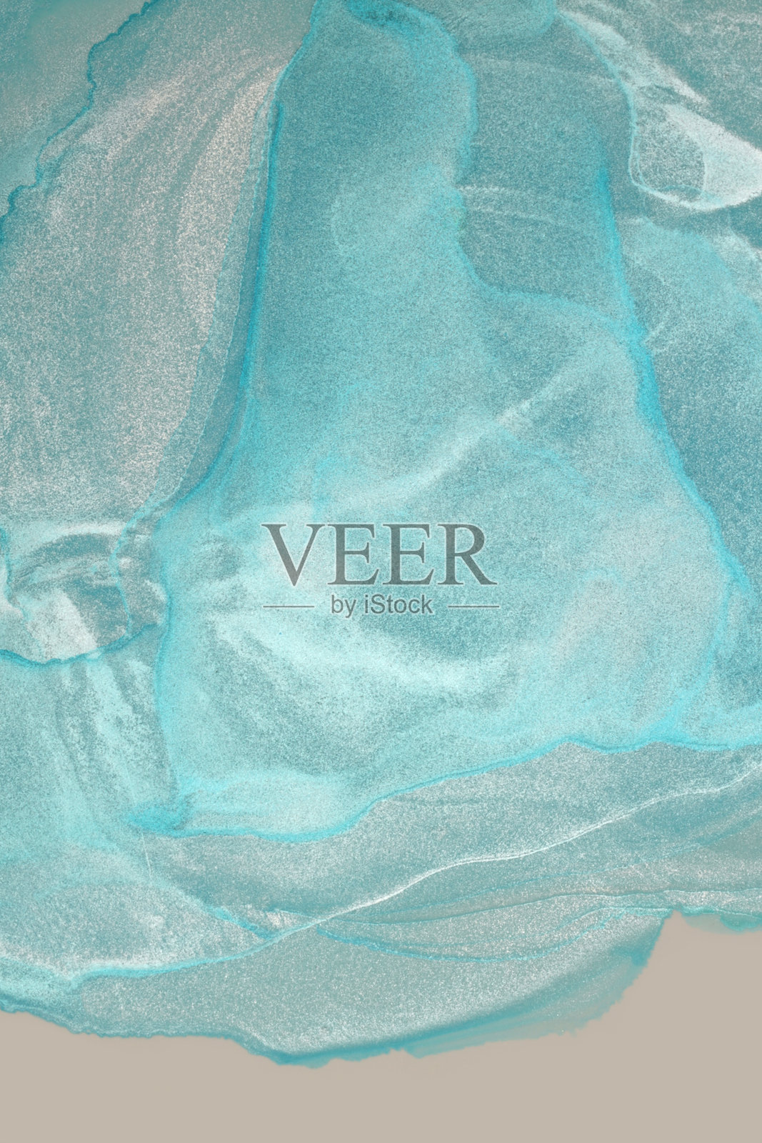 酒精墨水发光纹理，水彩海浪绘画污渍。抽象珠光银色，蓝色金属污渍背景。照片摄影图片