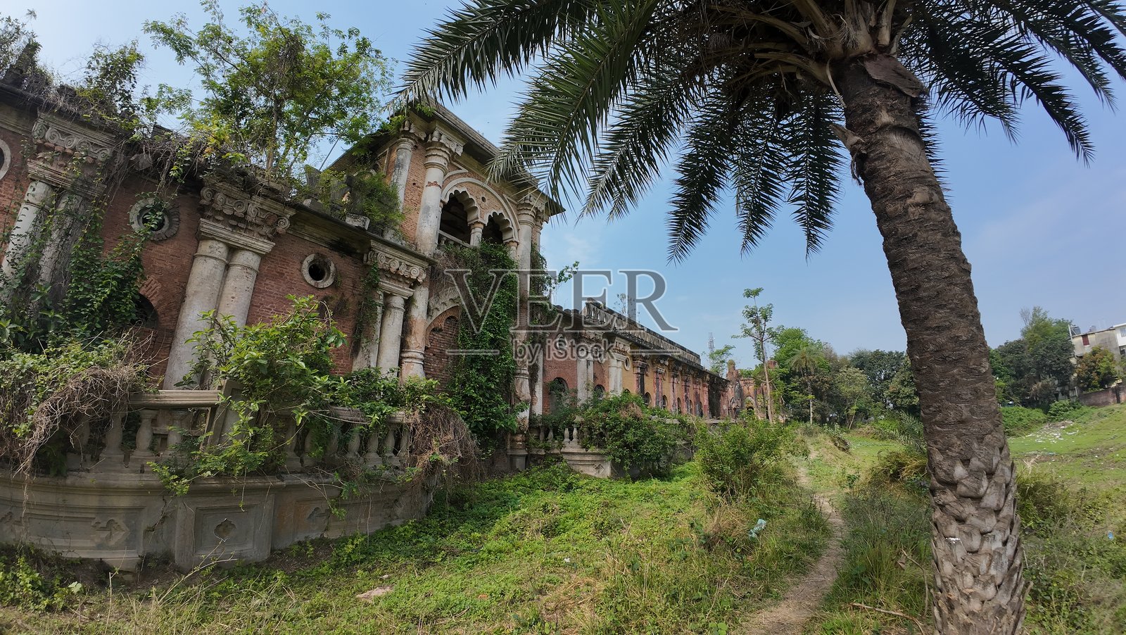 印度比哈尔邦拉杰纳加尔宫殿建筑群中，阴森而美丽的中古遗址照片摄影图片