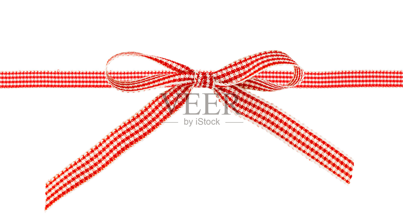 红白格纹丝带蝴蝶结照片摄影图片