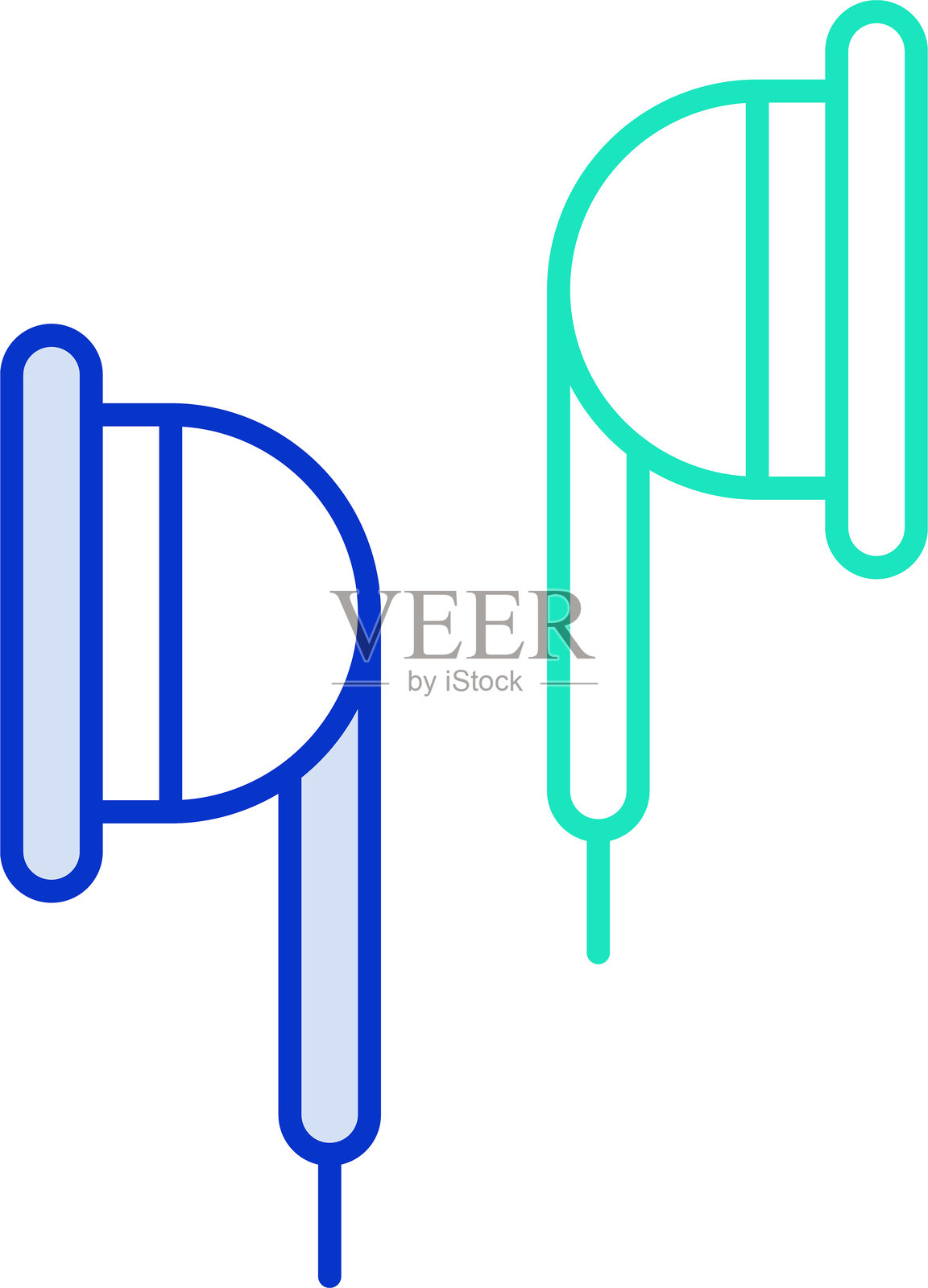 耳塞轮廓彩色图标设计插画图片素材