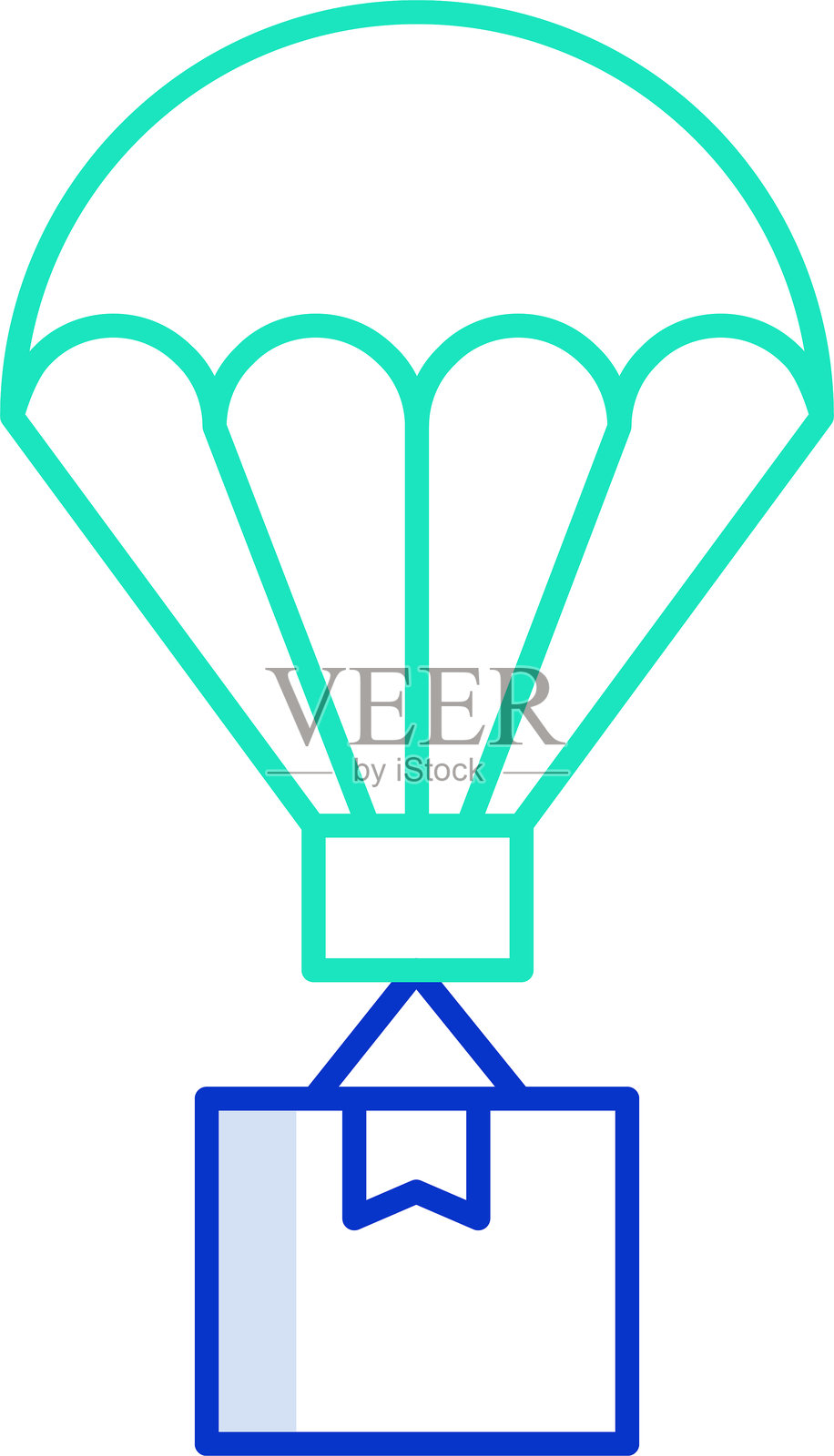 送货降落伞轮廓彩色图标设计插画图片素材