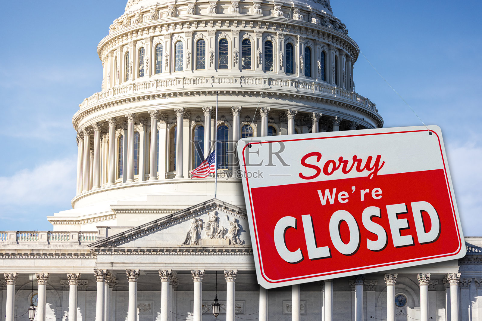 政府停摆 - 停职 - 非必要工作人员照片摄影图片