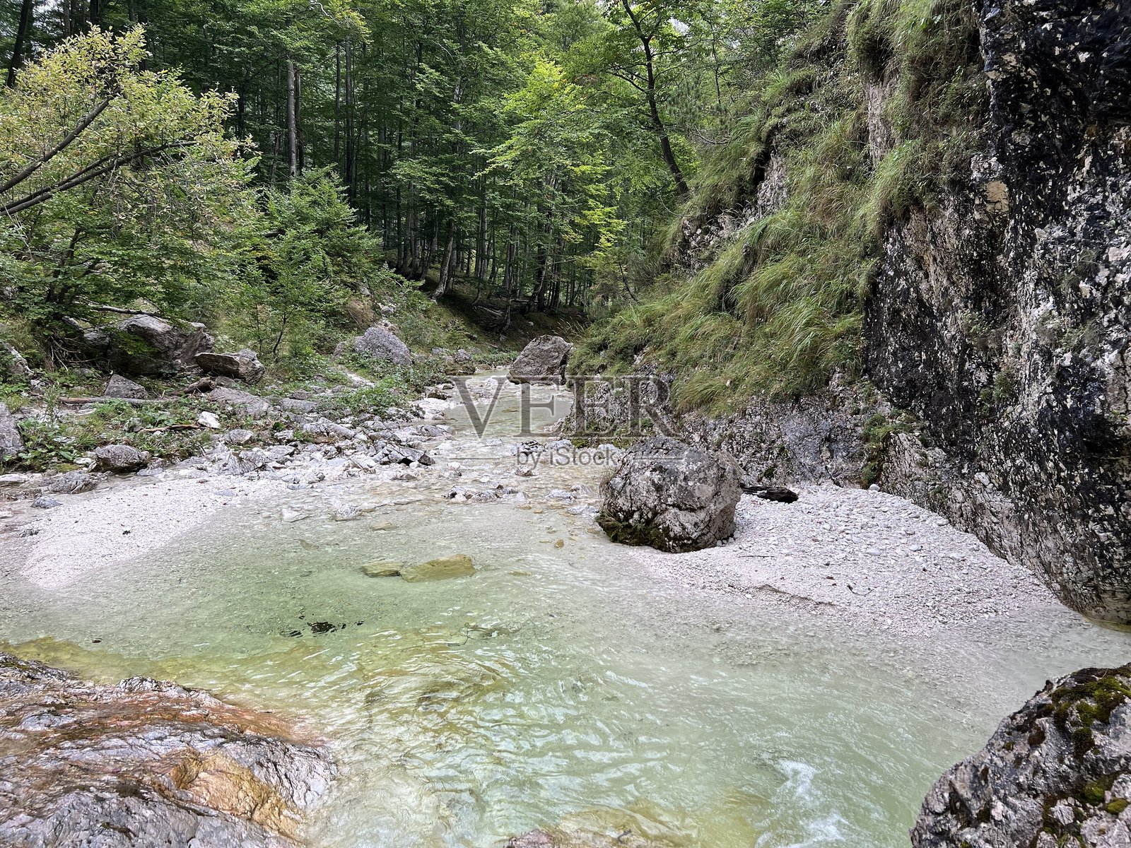 斯洛文尼亚特里格拉夫国家公园博韦茨扎德尼亚特伦塔的苏希波托克溪（也称干溪）照片摄影图片