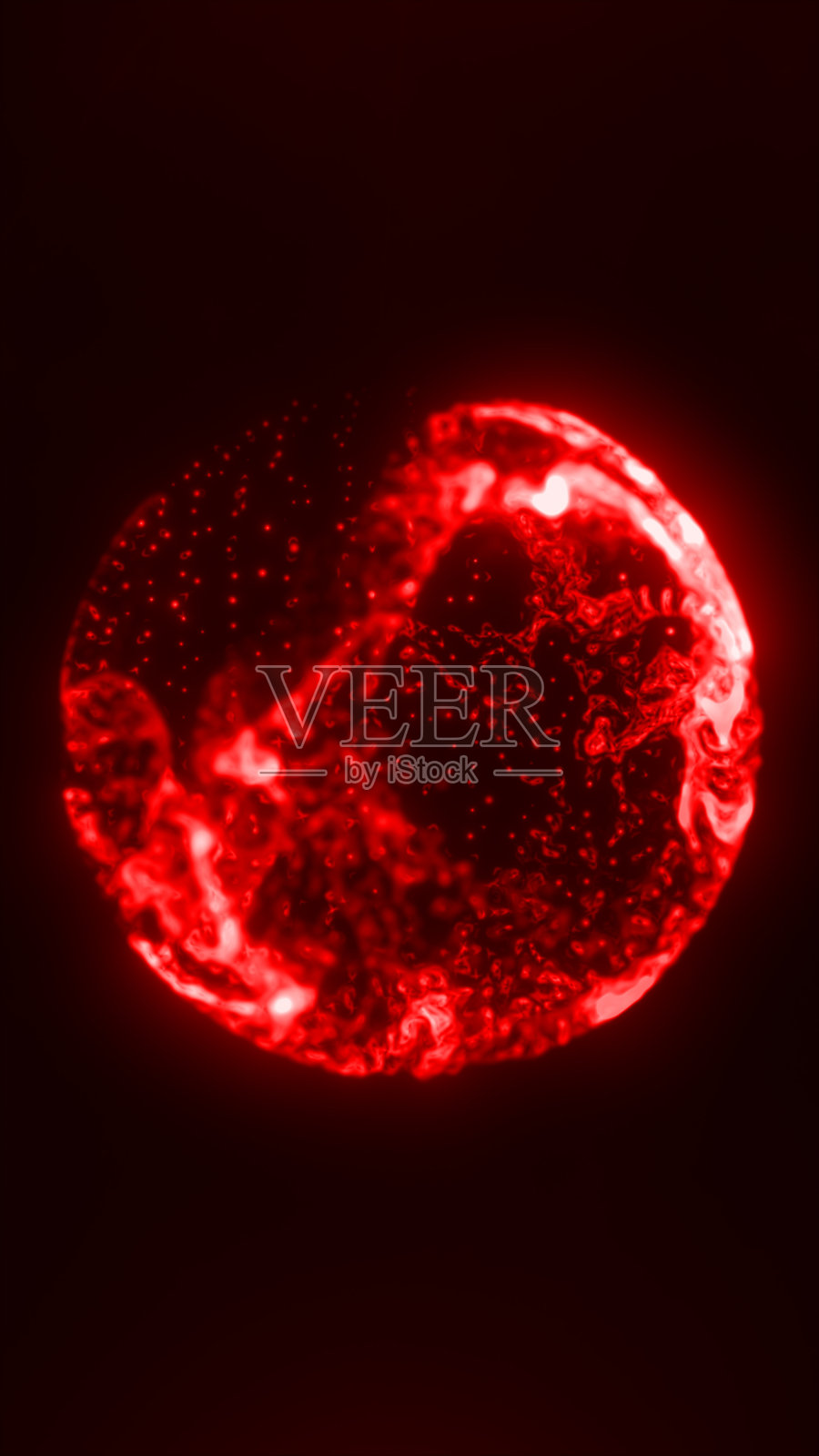 抽象的红色发光等离子球体，带有动态能量粒子在运动照片摄影图片