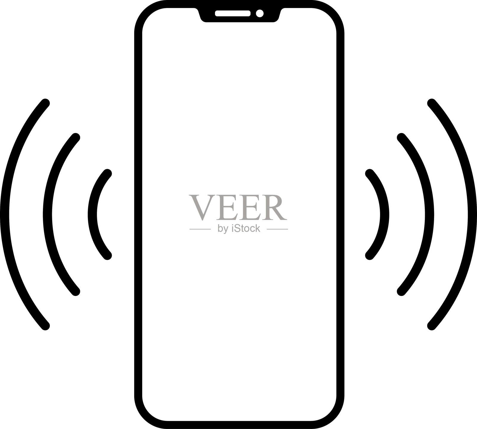 手机振动图标，铃声符号。手机振动响铃。大纲线条画现代智能手机。智能手机声音配置文件，应用程序和UI的振动模式图标集。矢量图 illustraion 。插画图片素材