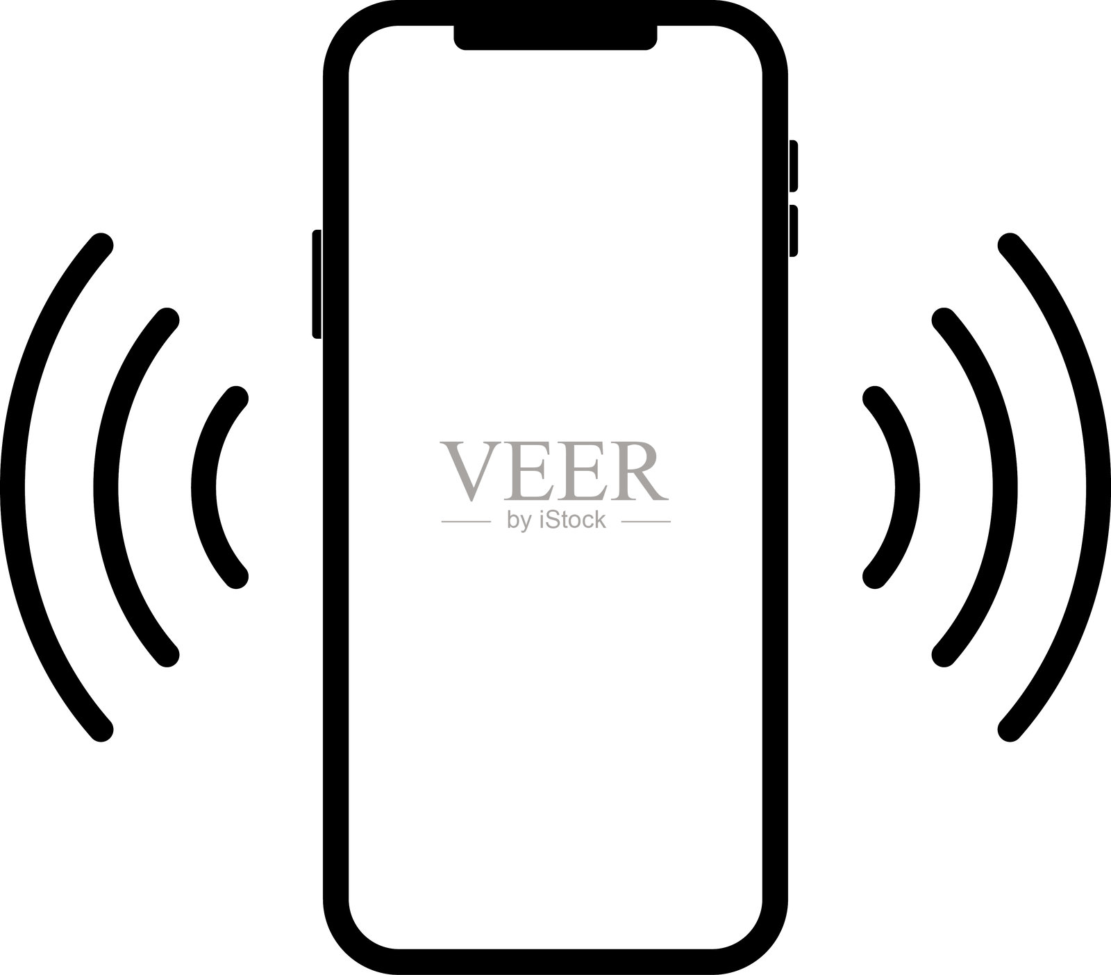 手机震动图标，铃声符号。手机振动响铃。现代智能手机轮廓线条图。智能手机声音配置文件，应用程序和用户界面震动模式图标集。矢量图illustraion。插画图片素材