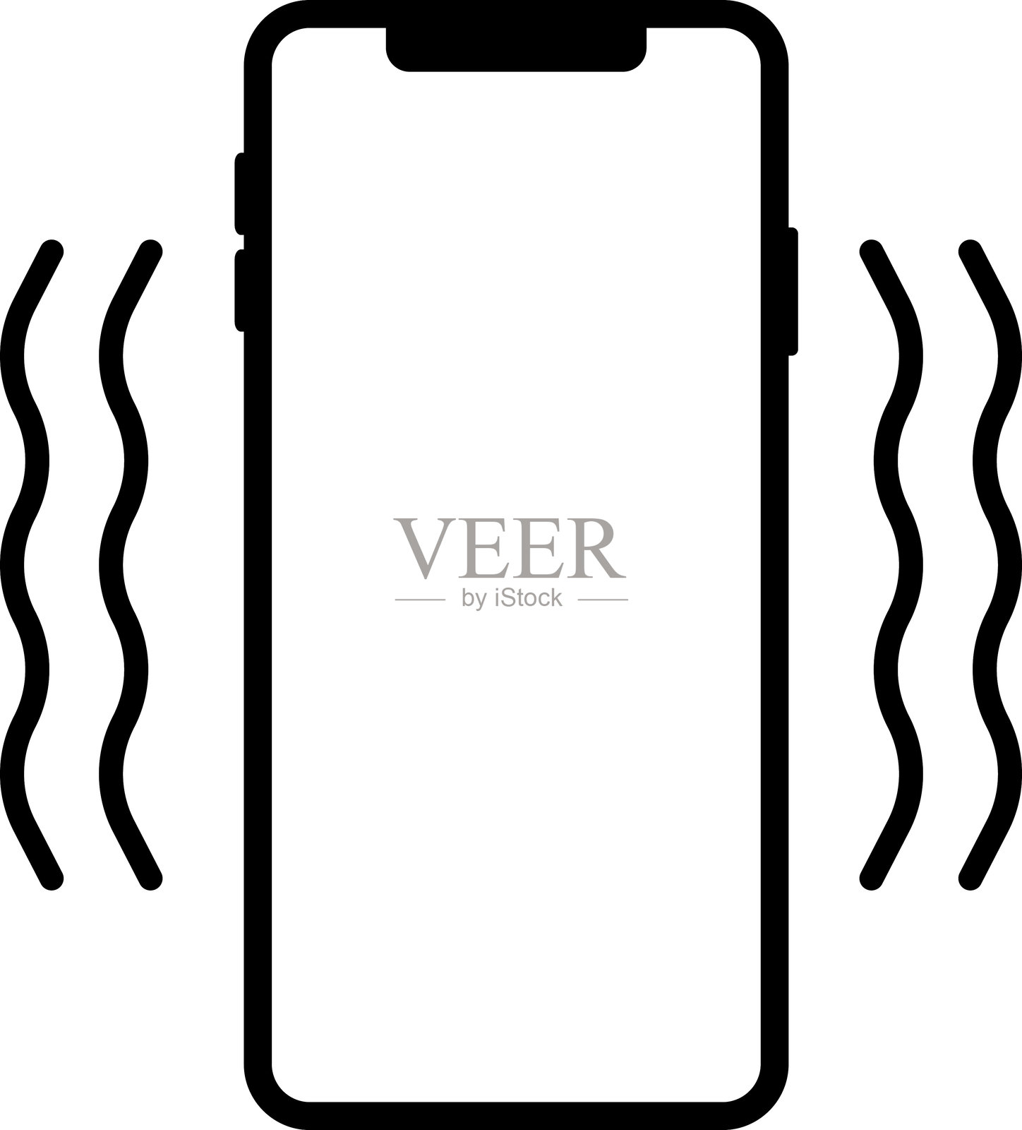 手机震动图标，铃声符号。手机振铃与震动。现代智能手机轮廓线条图。智能手机声音配置文件，用于应用程序和UI的震动模式图标集。矢量图 illustraion。插画图片素材