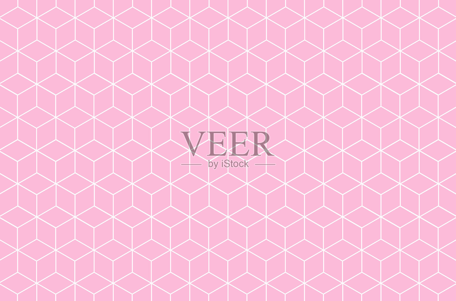 粉色背景上排列成一行的白色线性方形盒子形状。插画图片素材