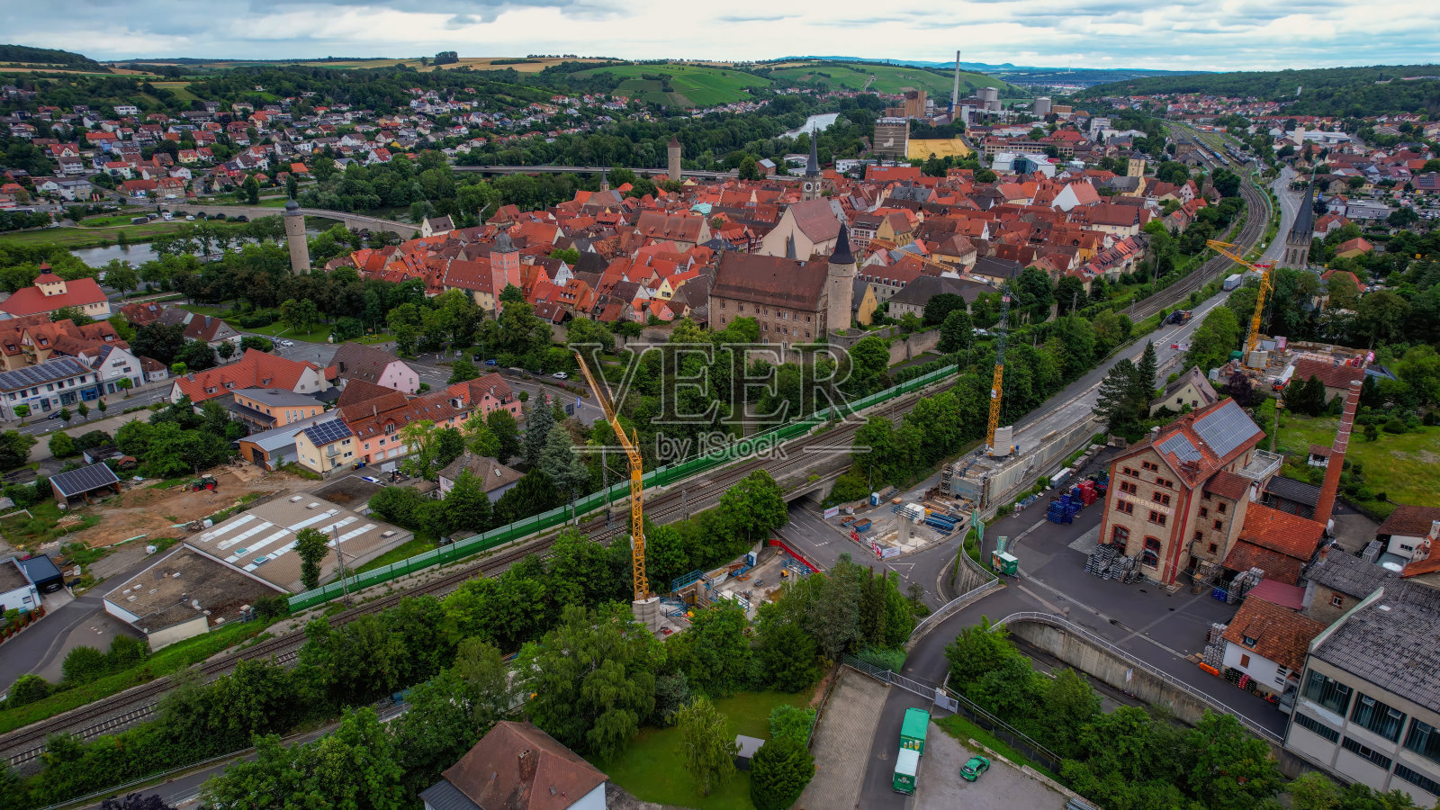 奥克斯福特市的鸟瞰图照片摄影图片