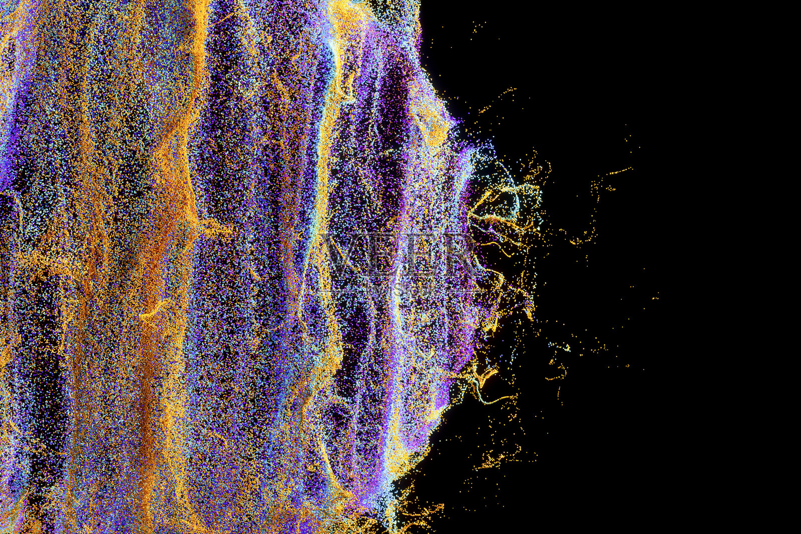 黑色背景上的抽象粒子照片摄影图片