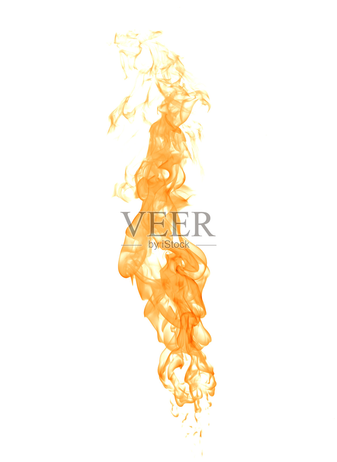 橙色火焰孤立在白色背景上，抽象的燃烧烟雾纹理，炽热的能量元素，热浪设计，逼真的炽热效果叠加，适用于创意艺术、图形和视觉项目。照片摄影图片