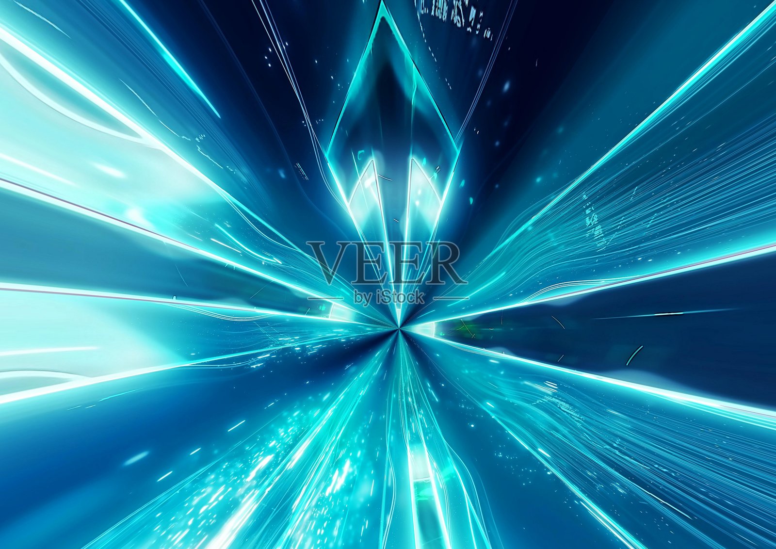 3D抽象蓝光箭头辐射插画照片摄影图片