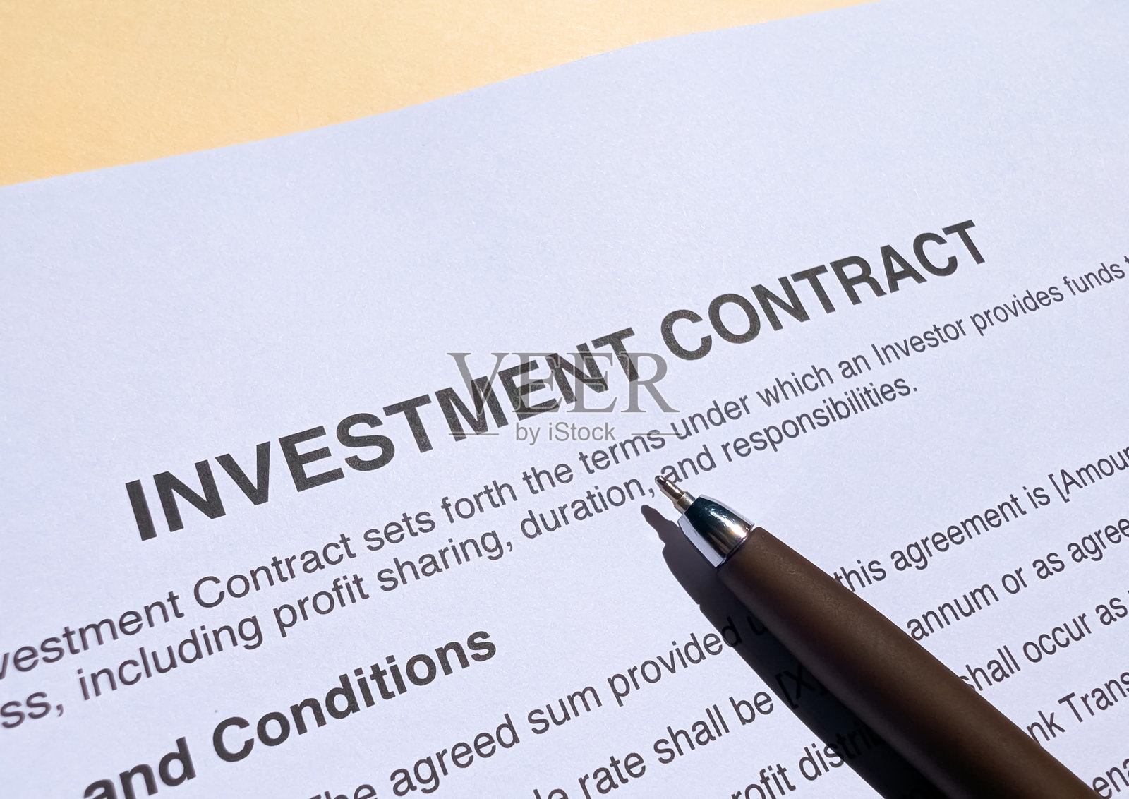 投资合同文件协议纸股票照片照片摄影图片