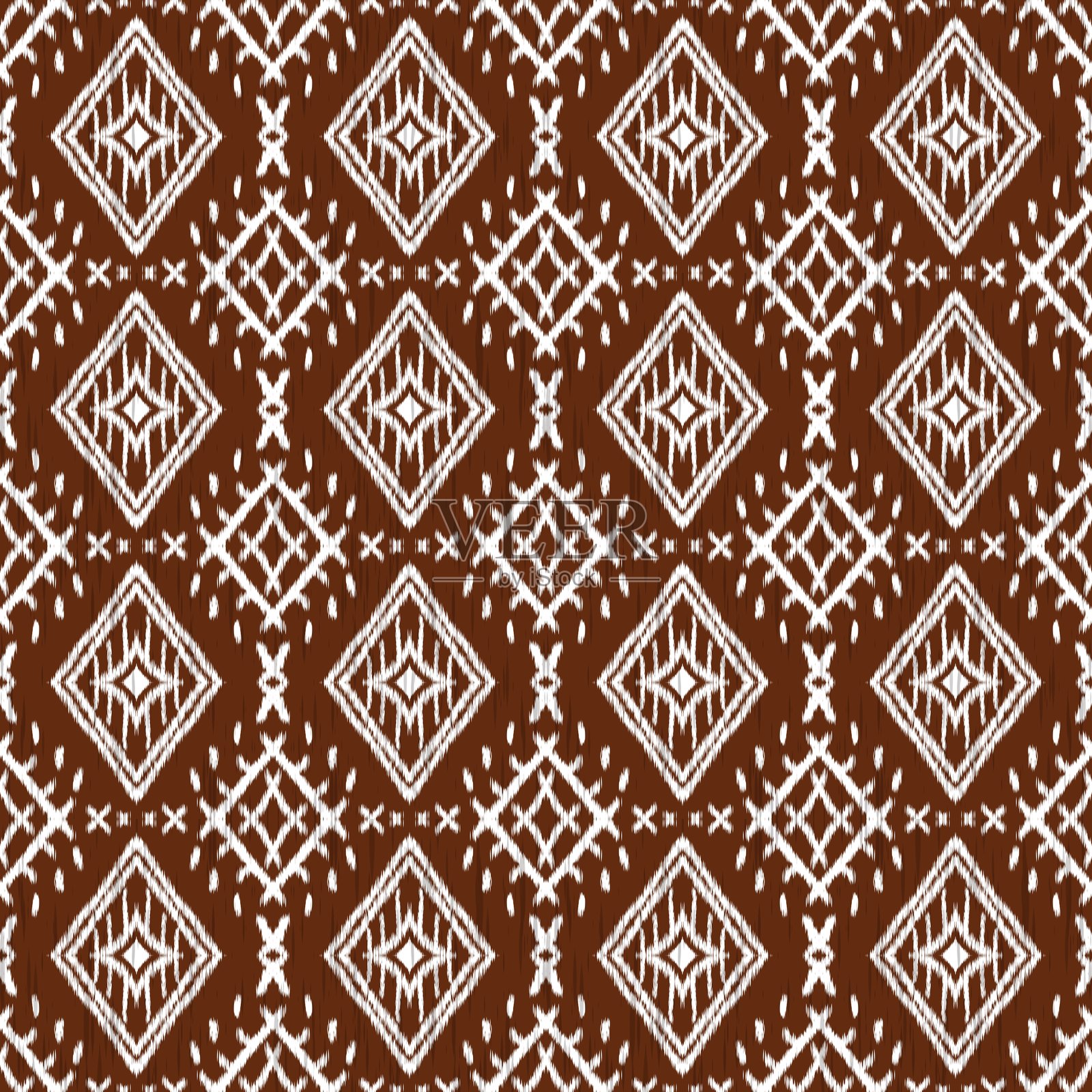 棕白色几何民族风无缝图案，传统织物风格插画图片素材