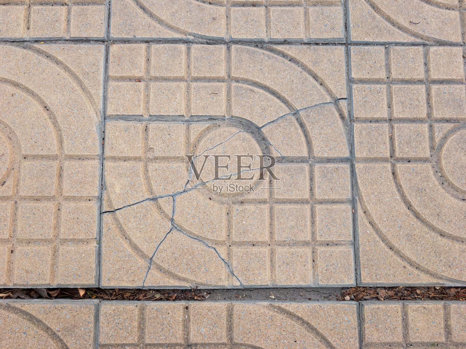 破裂损坏的公园人行道瓷砖照片摄影图片