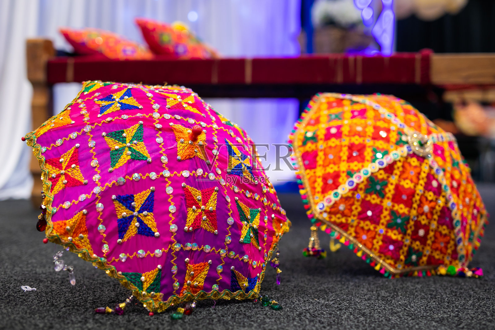 印度传统婚礼仪式内景及装饰照片摄影图片