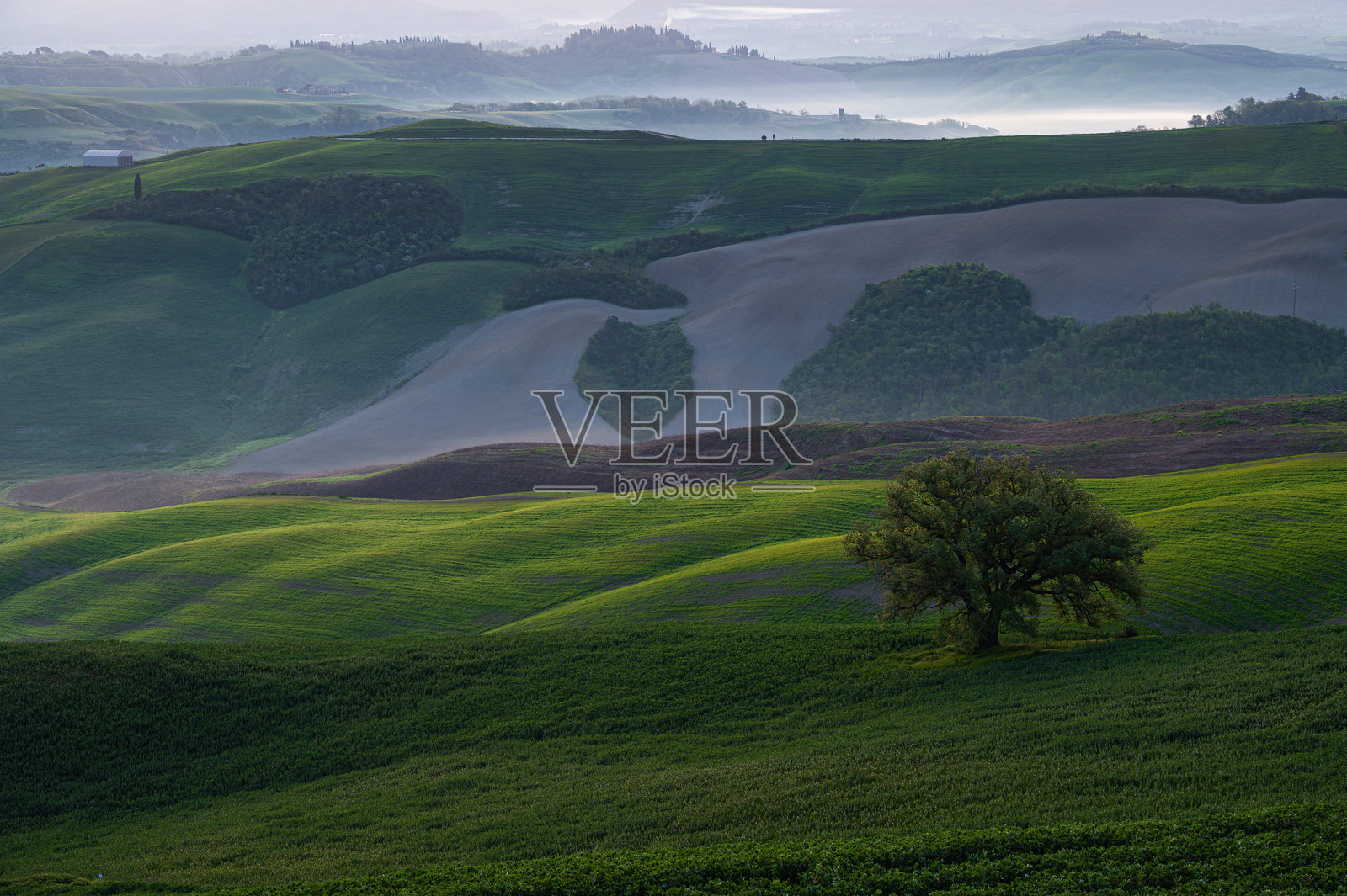 意大利托斯卡纳丘陵春日日出照片摄影图片