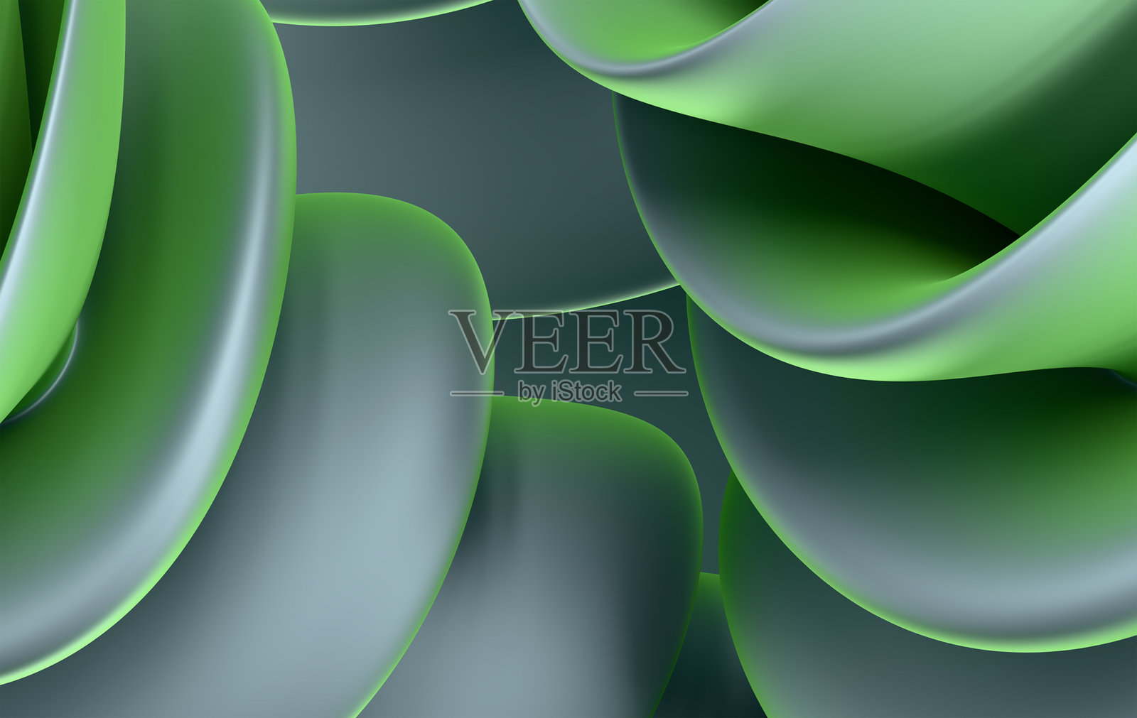 极简未来感背景，带有流动的绿色和灰色结构照片摄影图片