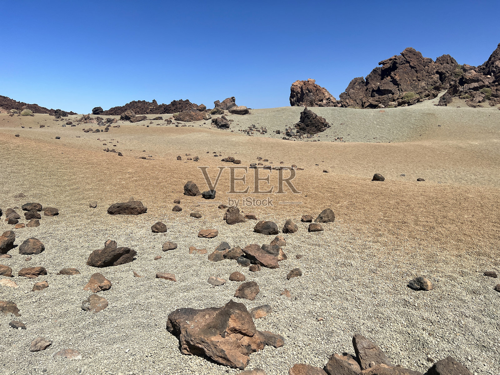 特内里费岛泰德峰国家公园米纳斯德圣何塞的浮石覆盖的沙漠景观和岩石构造照片摄影图片