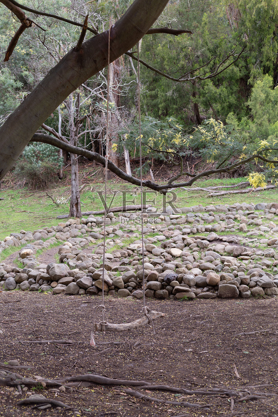 公园里树林间的石头迷宫户外景观照片摄影图片