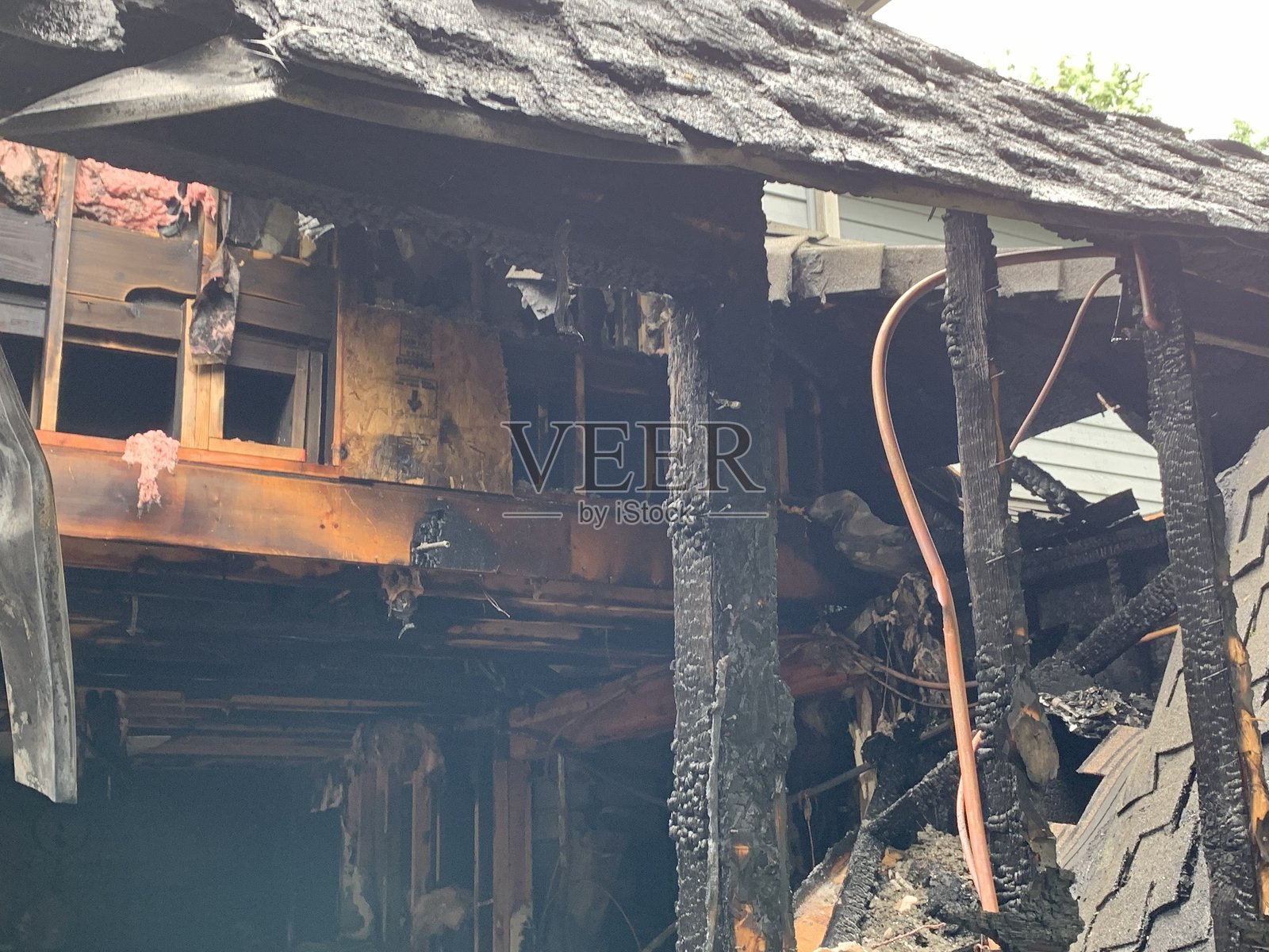 住宅火灾照片摄影图片