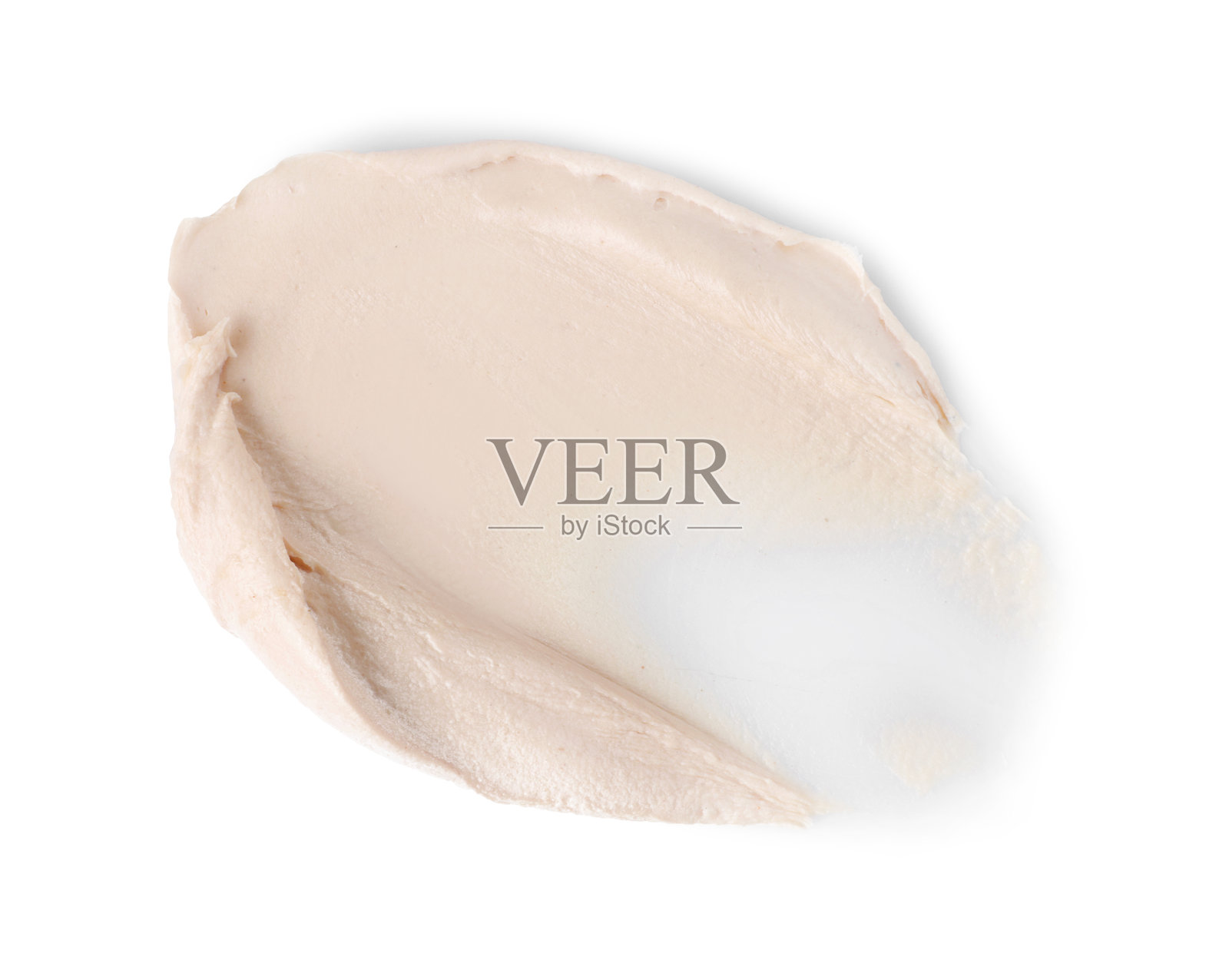 白色背景下孤立的化妆品样品，俯视照片摄影图片