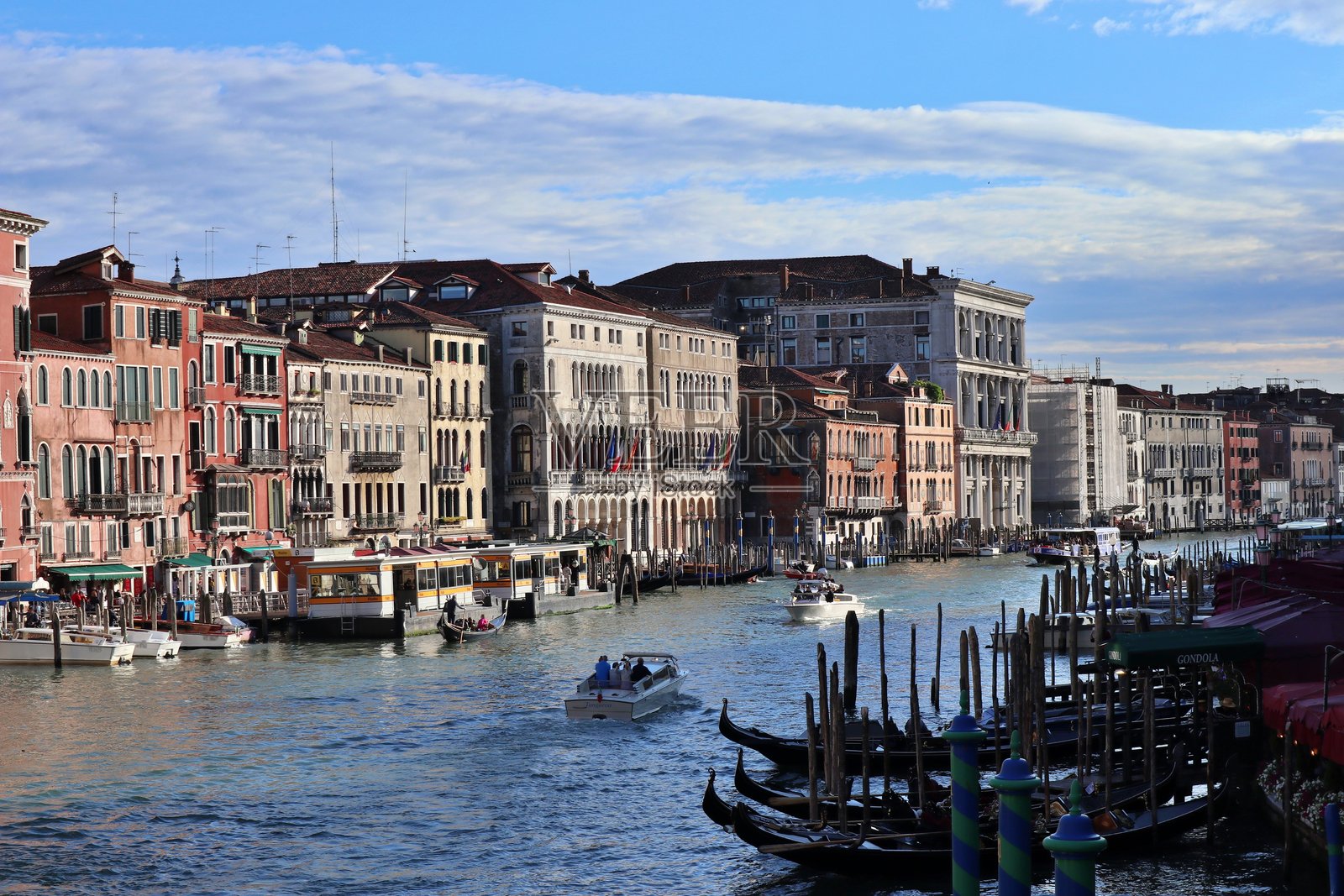 意大利威尼斯，里亚托桥上的大运河照片摄影图片