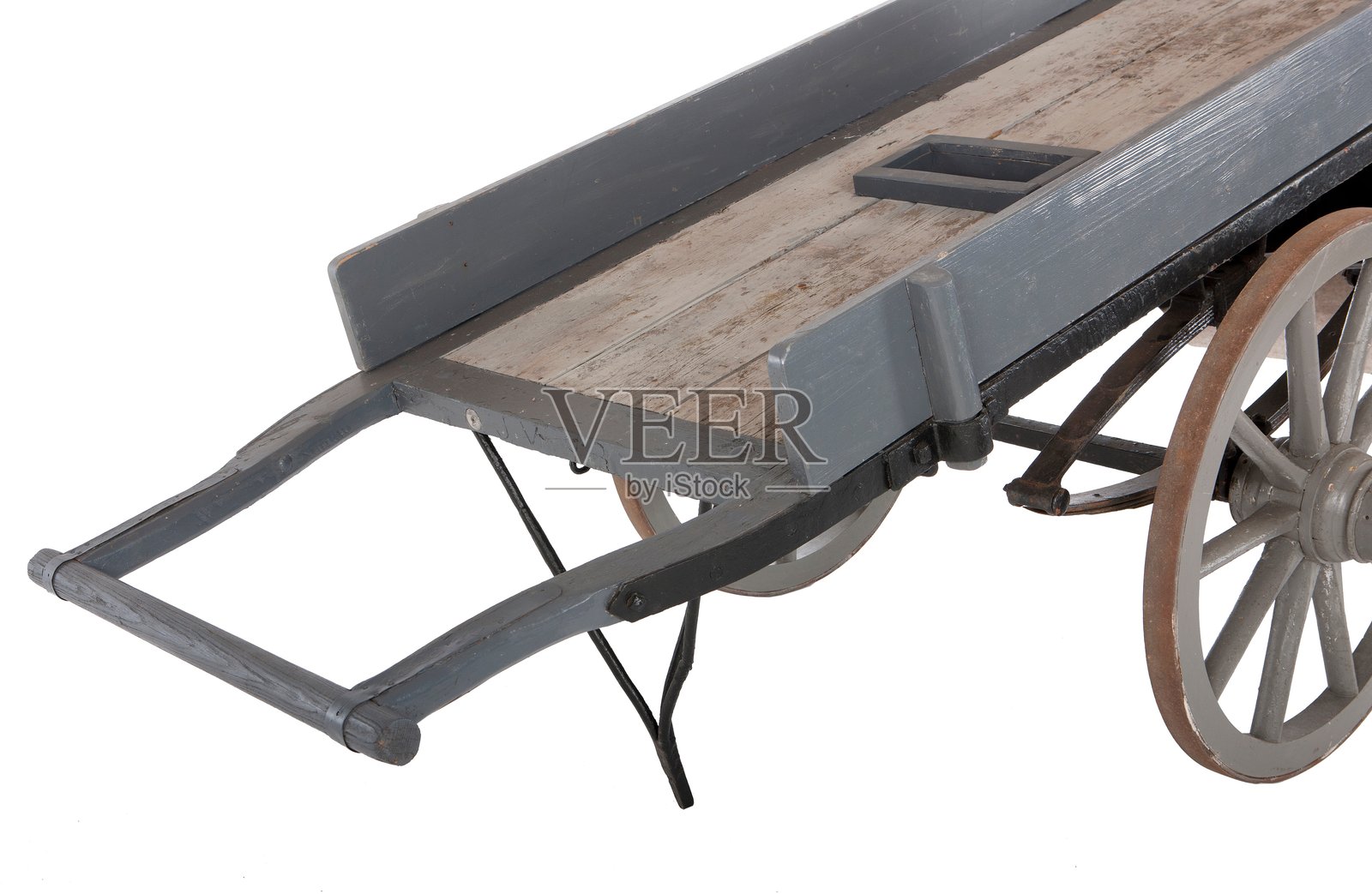 荷兰古董木制历史推车或手推车，适用于不同职业。照片摄影图片