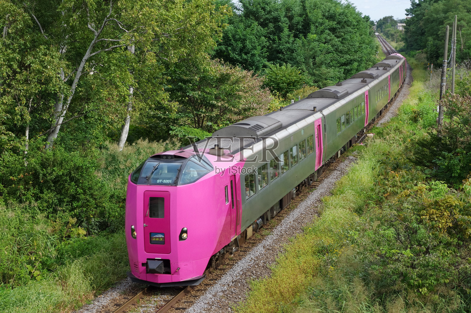 KIHA 261 Hamanasu编组列车“二世谷”号在函馆线上运行照片摄影图片