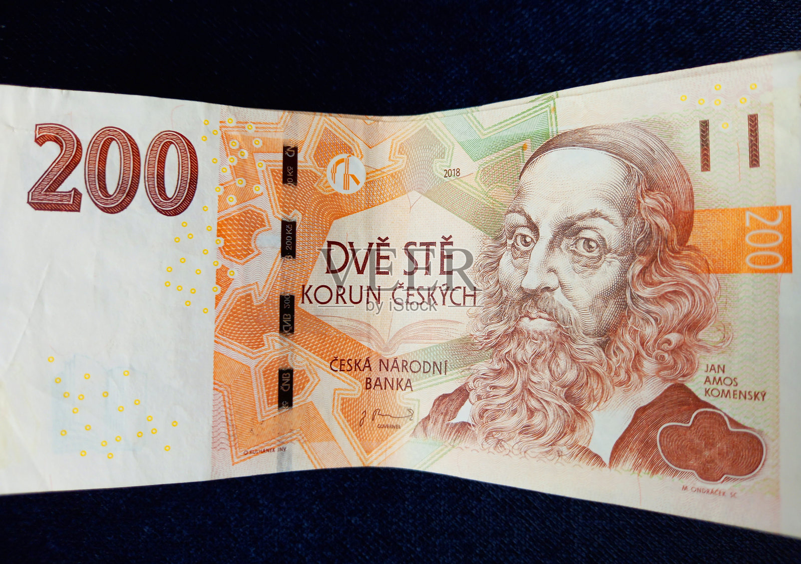 捷克克朗纸币。照片摄影图片