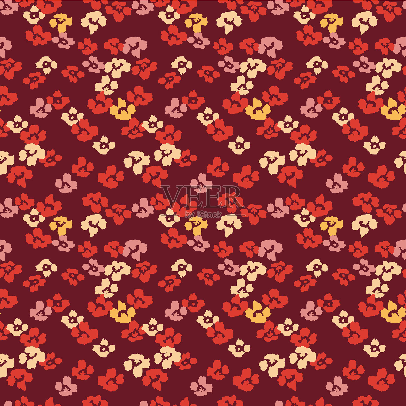 日式花卉飘落矢量无缝图案插画图片素材