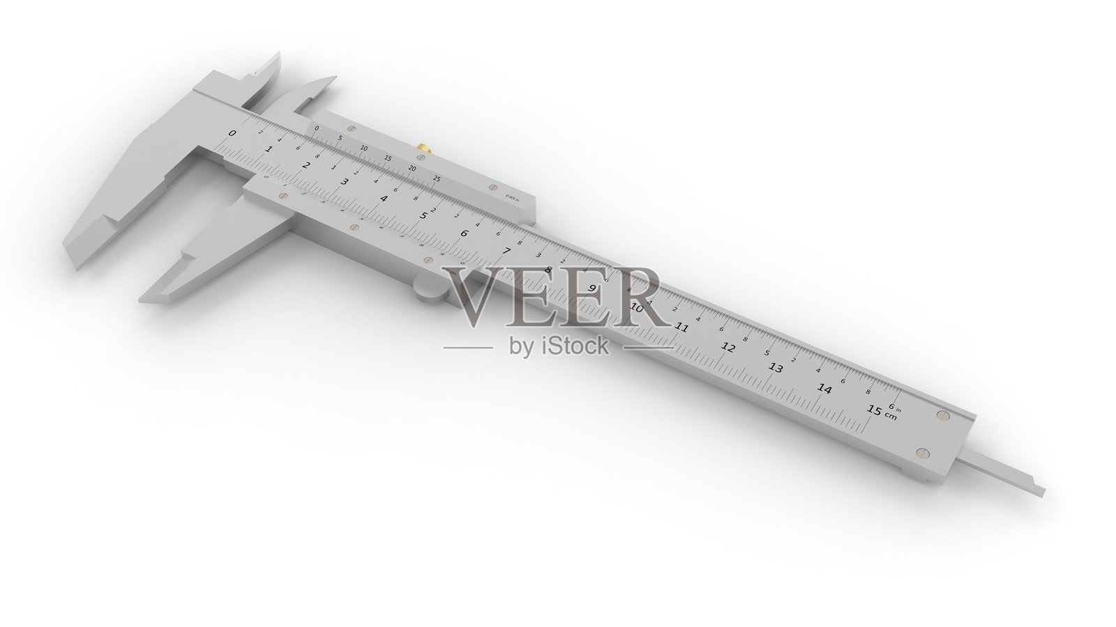 白色背景上带有详细测量标记的精密金属游标卡尺 - 三维渲染照片摄影图片