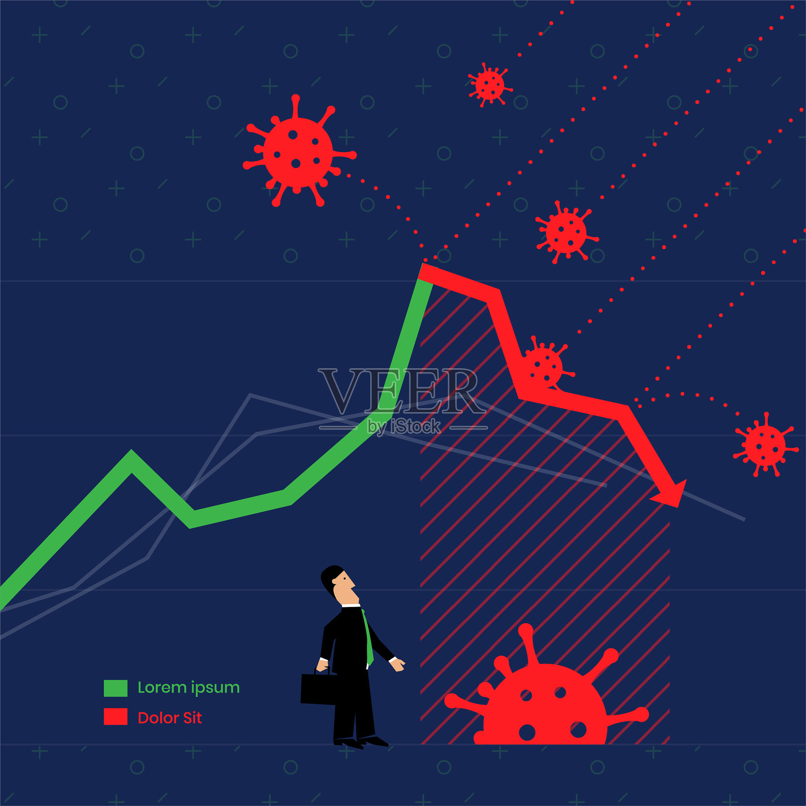 全球新冠疫情下的经济危机插画图片素材